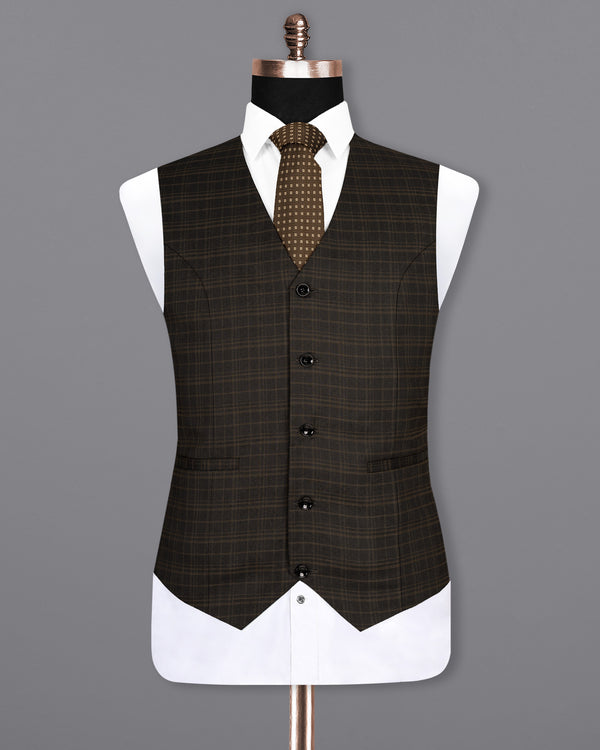 Wood Bark windowpane Wool Rich Waistcoat V1490-36, V1490-38, V1490-40, V1490-42, V1490-44, V1490-46, V1490-48, V1490-50, V1490-52, V1490-54, V1490-56, V1490-58, V1490-60