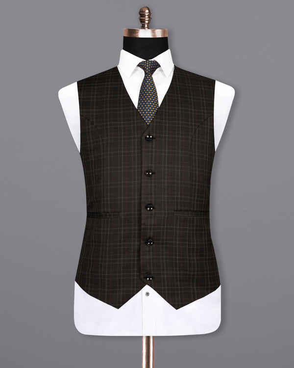  Zeus Black Plaid Wool Rich Waistcoat V1494-36, V1494-38, V1494-40, V1494-42, V1494-44, V1494-46, V1494-48, V1494-50, V1494-52, V1494-54, V1494-56, V1494-58, V1494-60