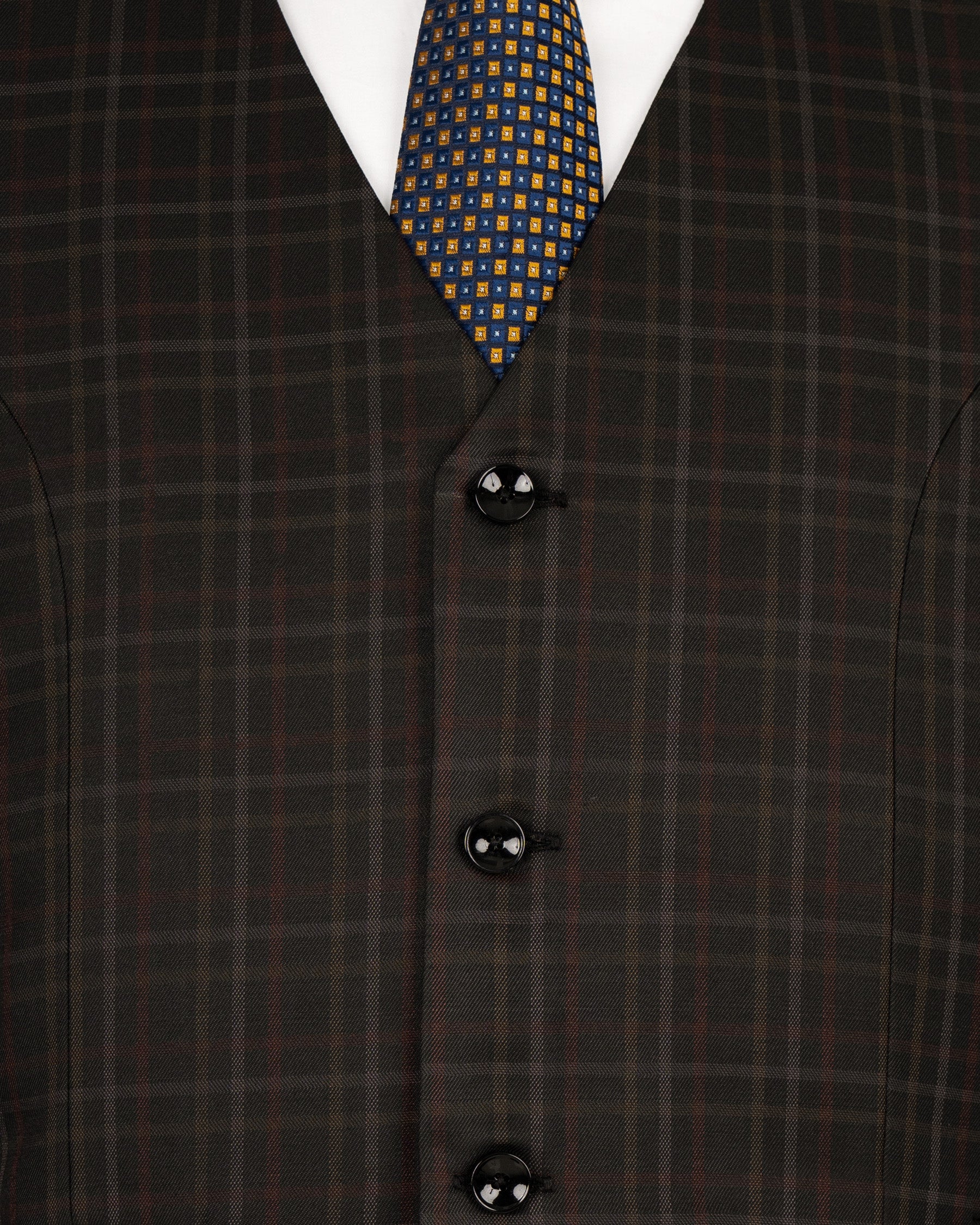  Zeus Black Plaid Wool Rich Waistcoat V1494-36, V1494-38, V1494-40, V1494-42, V1494-44, V1494-46, V1494-48, V1494-50, V1494-52, V1494-54, V1494-56, V1494-58, V1494-60