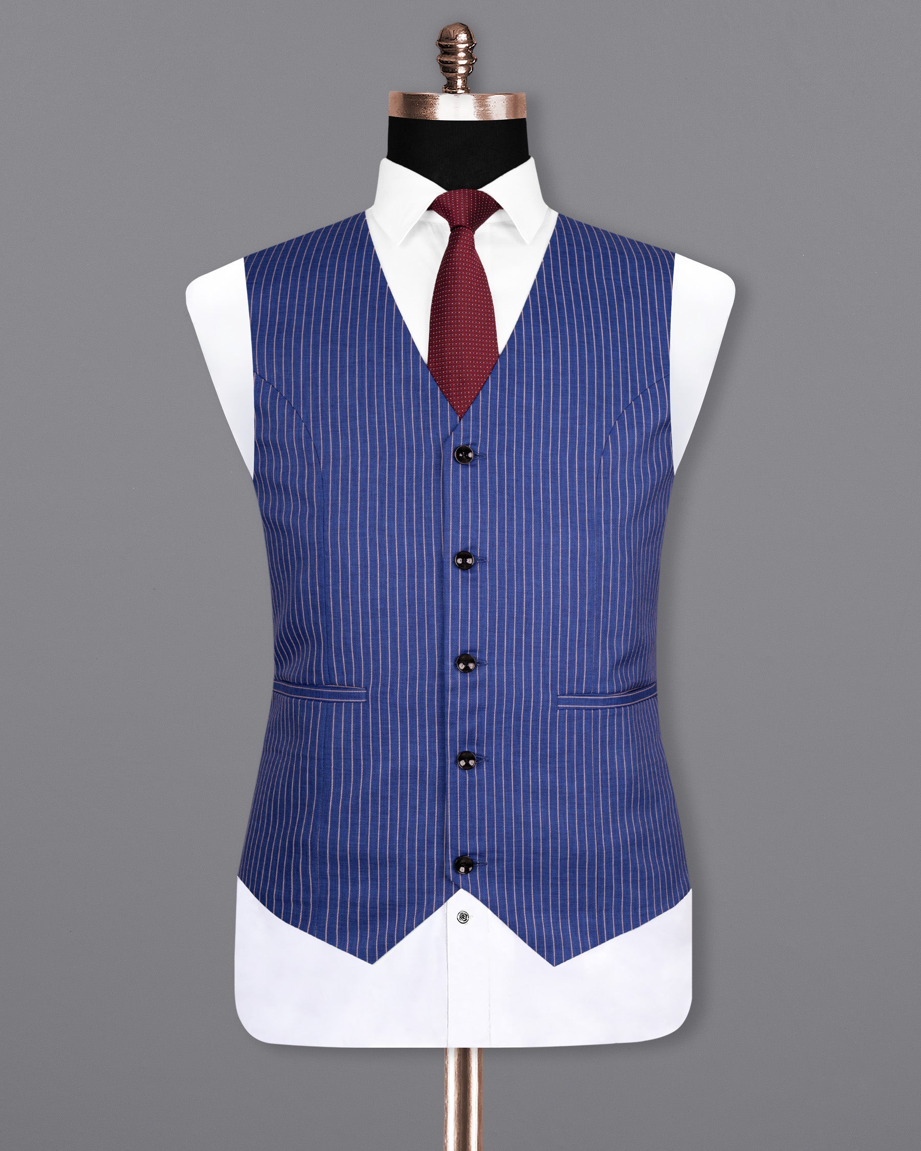 Governor Bay Blue Striped Wool Rich Waistcoat V1503-36, V1503-38, V1503-40, V1503-42, V1503-44, V1503-46, V1503-48, V1503-50, V1503-52, V1503-54, V1503-56, V1503-58, V1503-60