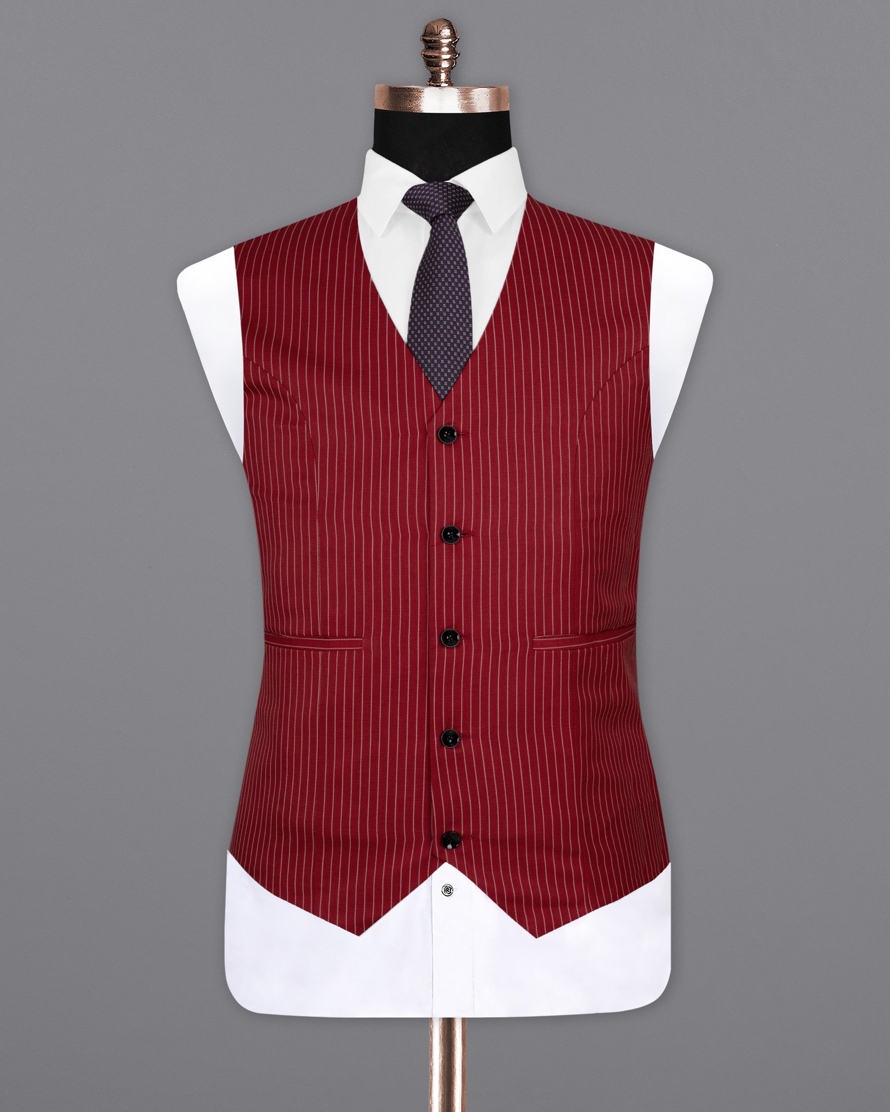 Merlot Red Striped Wool Rich Waistcoat V1506-36, V1506-38, V1506-40, V1506-42, V1506-44, V1506-46, V1506-48, V1506-50, V1506-52, V1506-54, V1506-56, V1506-58, V1506-60