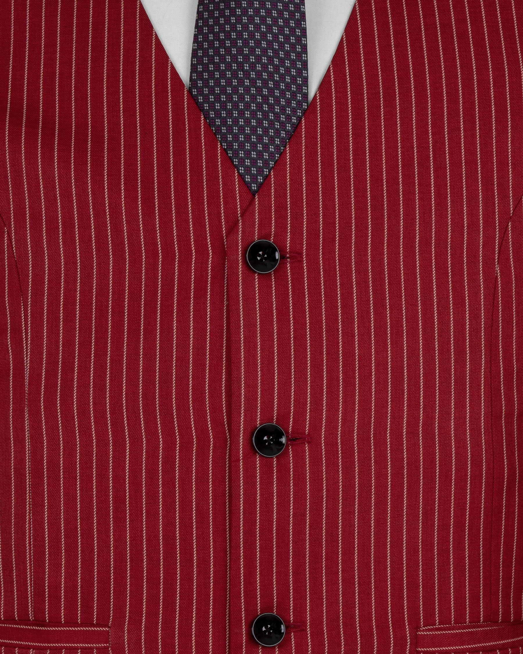 Merlot Red Striped Wool Rich Waistcoat V1506-36, V1506-38, V1506-40, V1506-42, V1506-44, V1506-46, V1506-48, V1506-50, V1506-52, V1506-54, V1506-56, V1506-58, V1506-60