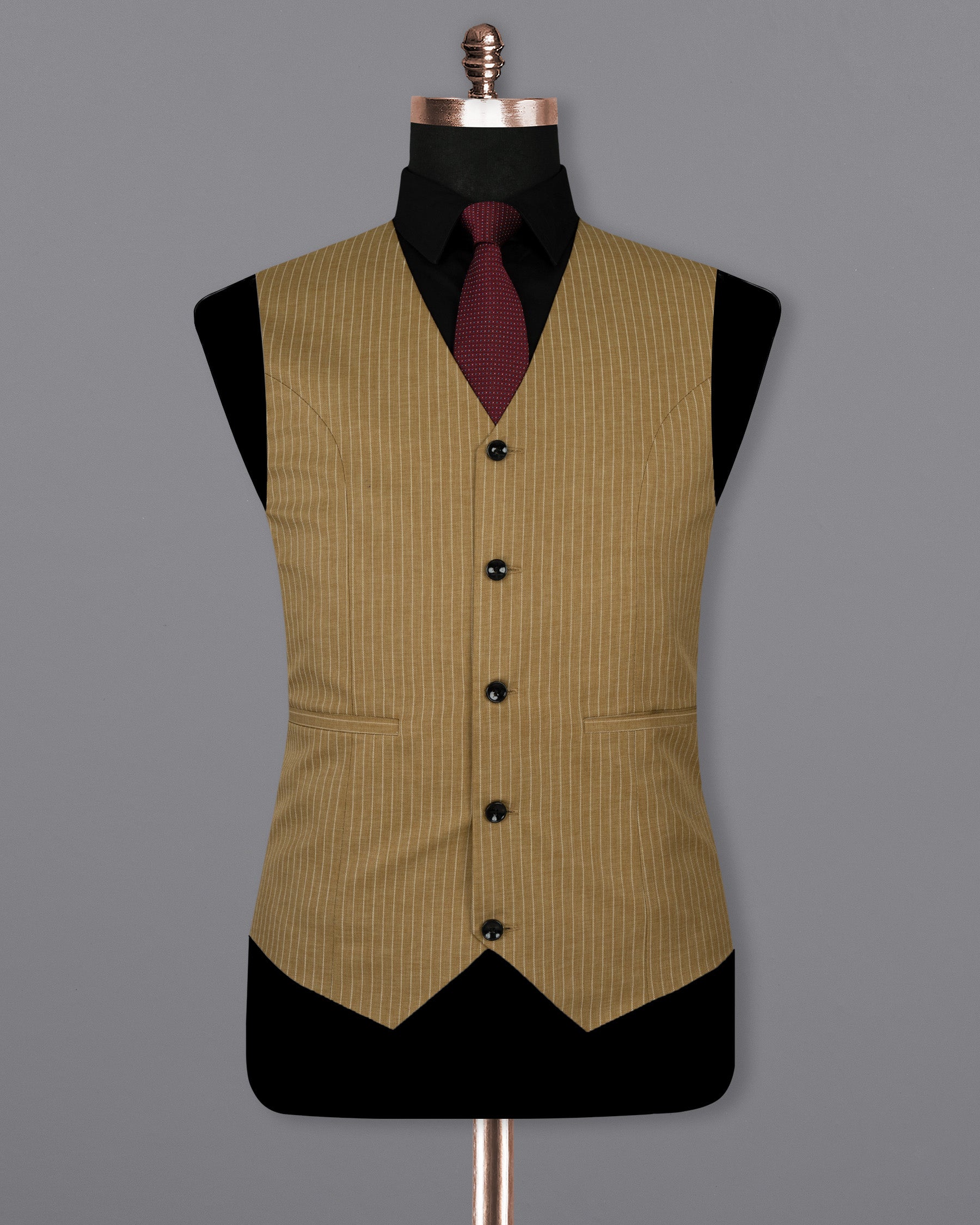 Muesli Brown Striped Wool Rich Waistcoat V1507-36, V1507-38, V1507-40, V1507-42, V1507-44, V1507-46, V1507-48, V1507-50, V1507-52, V1507-54, V1507-56, V1507-58, V1507-60