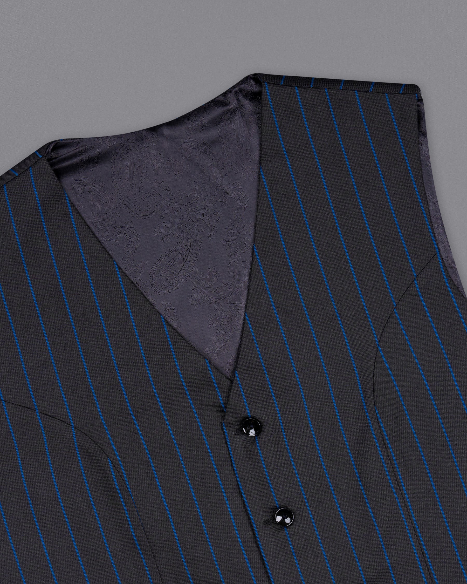 Jade Black Retro Striped Wool Rich Waistcoat V1508-36, V1508-38, V1508-40, V1508-42, V1508-44, V1508-46, V1508-48, V1508-50, V1508-52, V1508-54, V1508-56, V1508-58, V1508-60