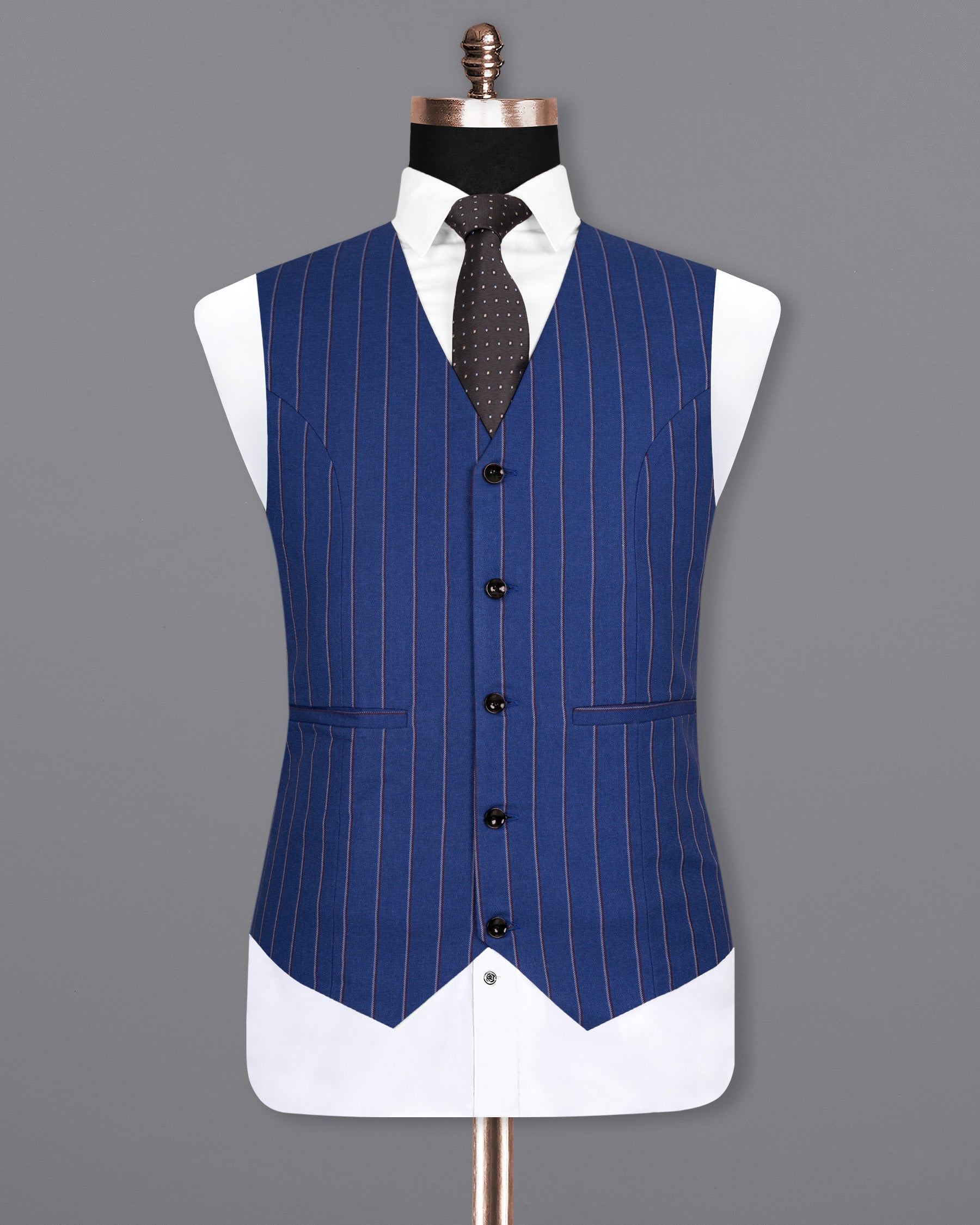 Bahama Blue Striped Woolrich Waistcoat V1521-36, V1521-38, V1521-40, V1521-42, V1521-44, V1521-46, V1521-48, V1521-50, V1521-52, V1521-54, V1521-56, V1521-58, V1521-60