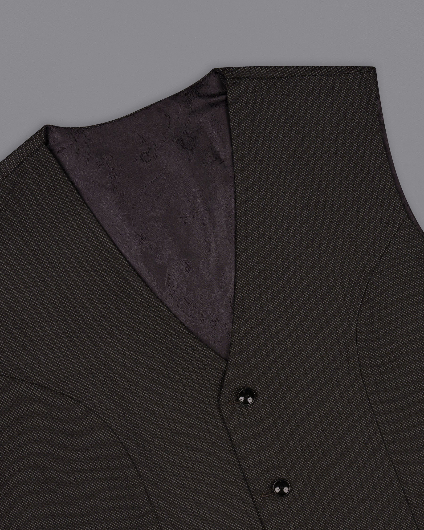 Blackish Brown Wool Rich Waistcoat V1526-36, V1526-38, V1526-40, V1526-42, V1526-44, V1526-46, V1526-48, V1526-50, V1526-52, V1526-54, V1526-56, V1526-58, V1526-60