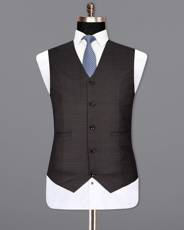 Piano Brown Plaid Premium Wool Rich Waistcoat V1533-36, V1533-38, V1533-40, V1533-42, V1533-44, V1533-46, V1533-48, V1533-50, V1533-52, V1533-54, V1533-56, V1533-58, V1533-60