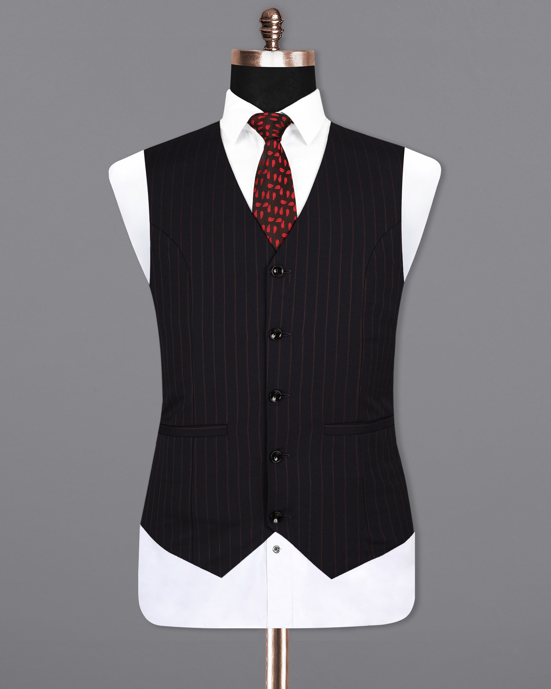 Jade Black Striped Wool Rich Waistcoat V1534-36, V1534-38, V1534-40, V1534-42, V1534-44, V1534-46, V1534-48, V1534-50, V1534-52, V1534-54, V1534-56, V1534-58, V1534-60