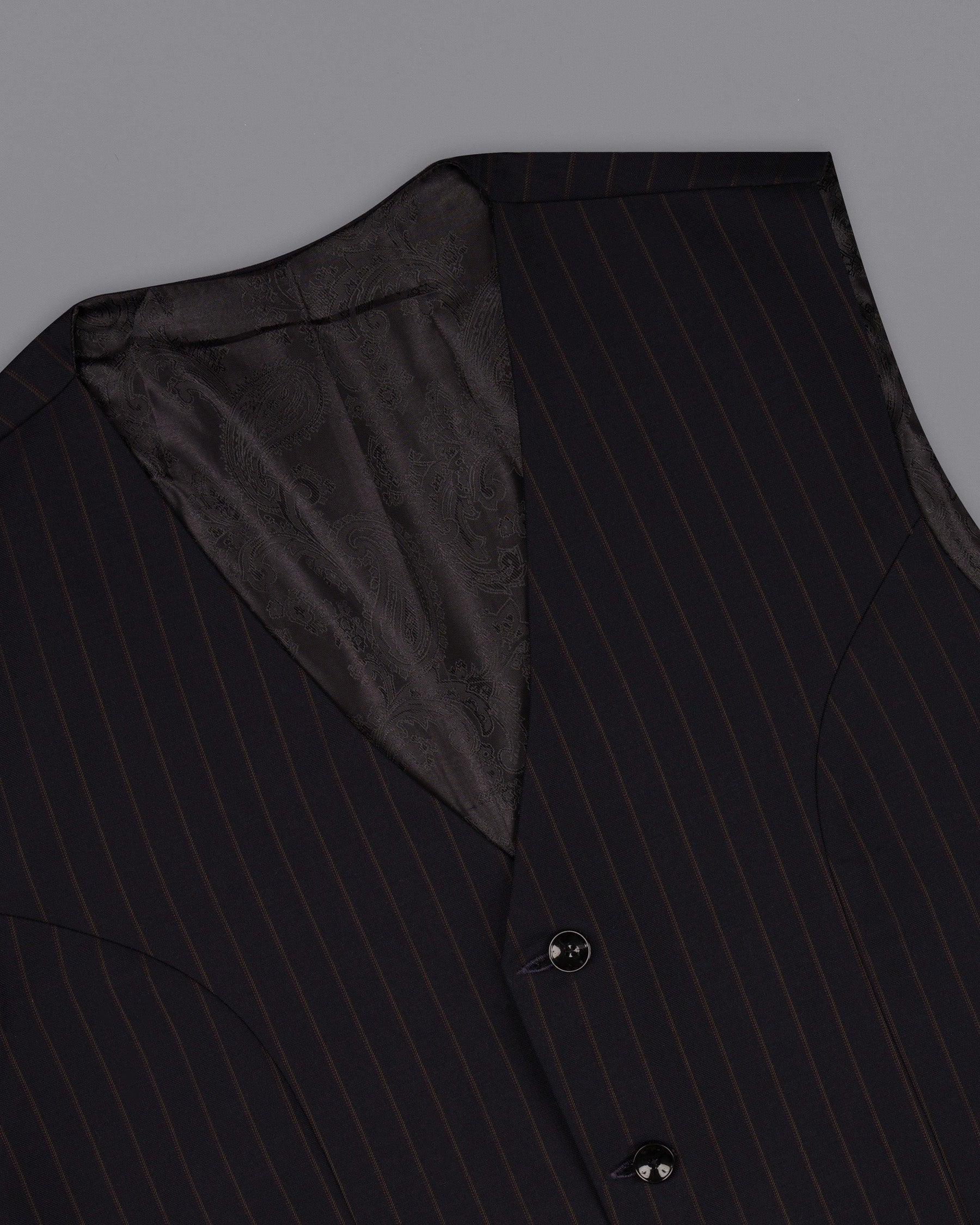 Jade Black Striped Wool Rich Waistcoat V1534-36, V1534-38, V1534-40, V1534-42, V1534-44, V1534-46, V1534-48, V1534-50, V1534-52, V1534-54, V1534-56, V1534-58, V1534-60