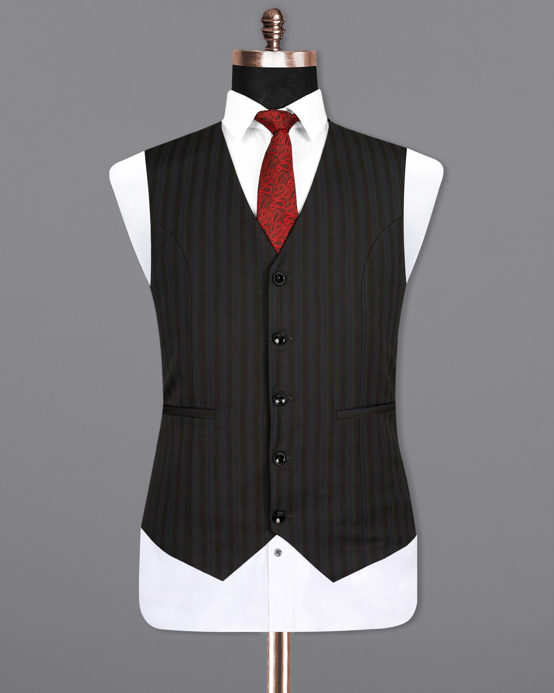 Wood Bean Striped Wool Rich Waistcoat V1535-36, V1535-38, V1535-40, V1535-42, V1535-44, V1535-46, V1535-48, V1535-50, V1535-52, V1535-54, V1535-56, V1535-58, V1535-60