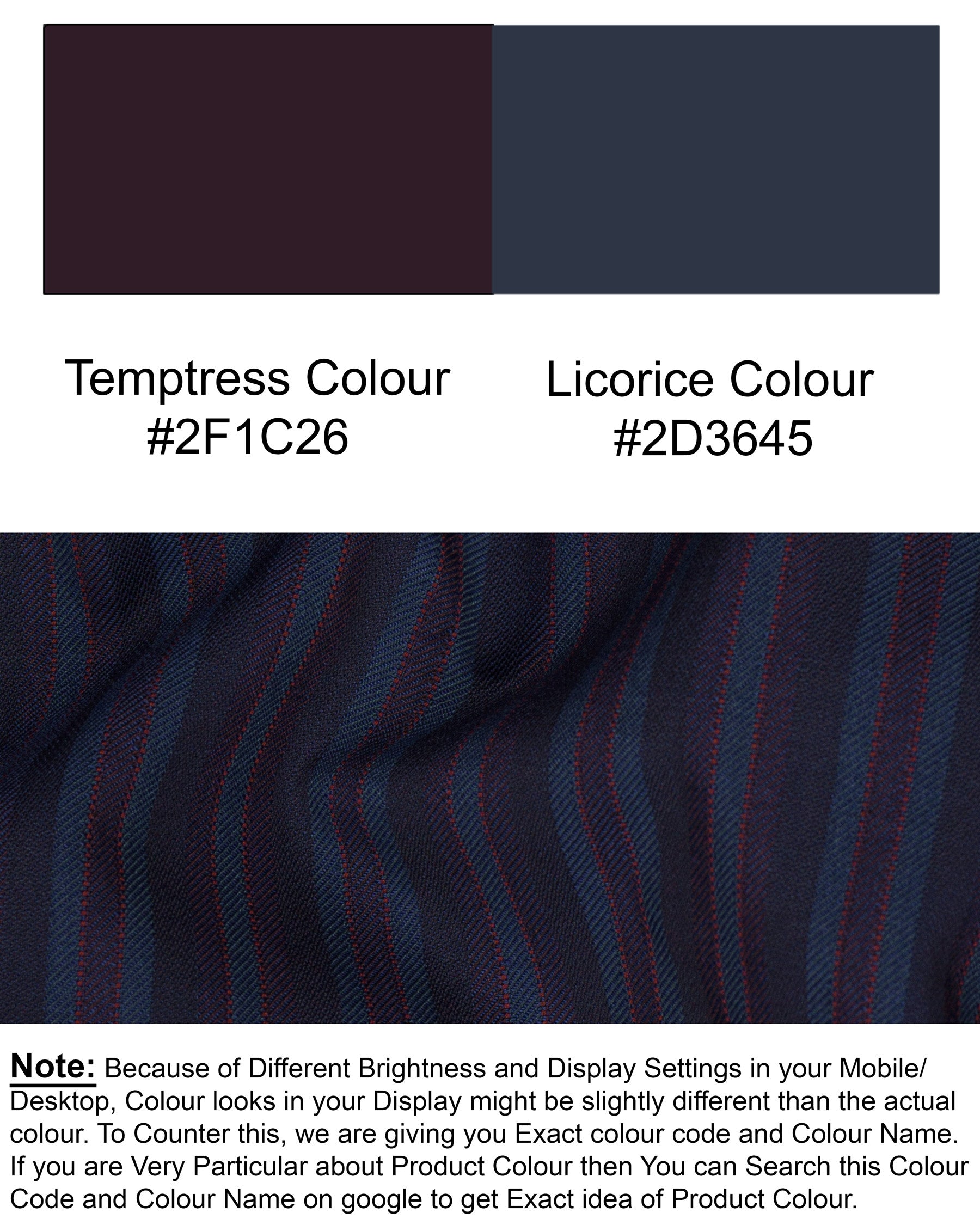 Licorice Blue Striped Wool Rich Waistcoat V1539-36, V1539-38, V1539-40, V1539-42, V1539-44, V1539-46, V1539-48, V1539-50, V1539-52, V1539-54, V1539-56, V1539-58, V1539-60