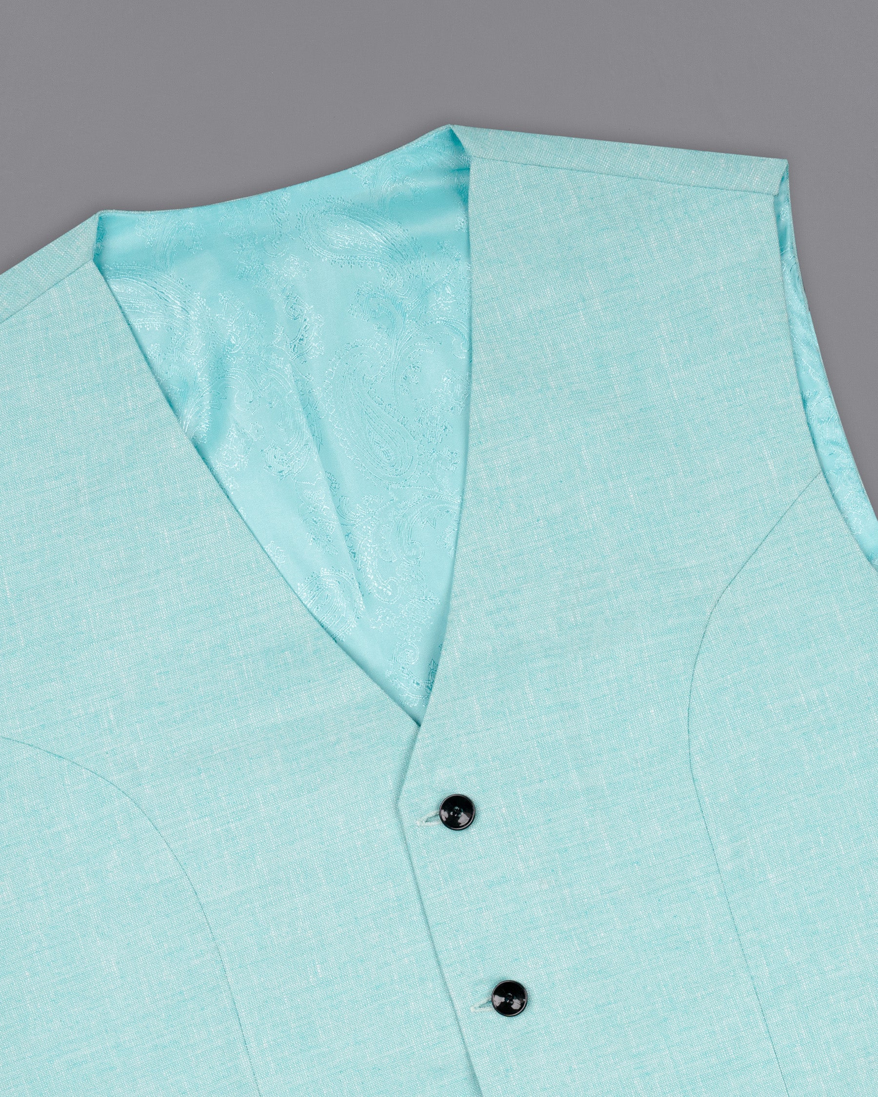 Aqua Island Blue Luxurious Linen Waistcoat V1542-36, V1542-38, V1542-40, V1542-42, V1542-44, V1542-46, V1542-48, V1542-50, V1542-52, V1542-54, V1542-56, V1542-58, V1542-60