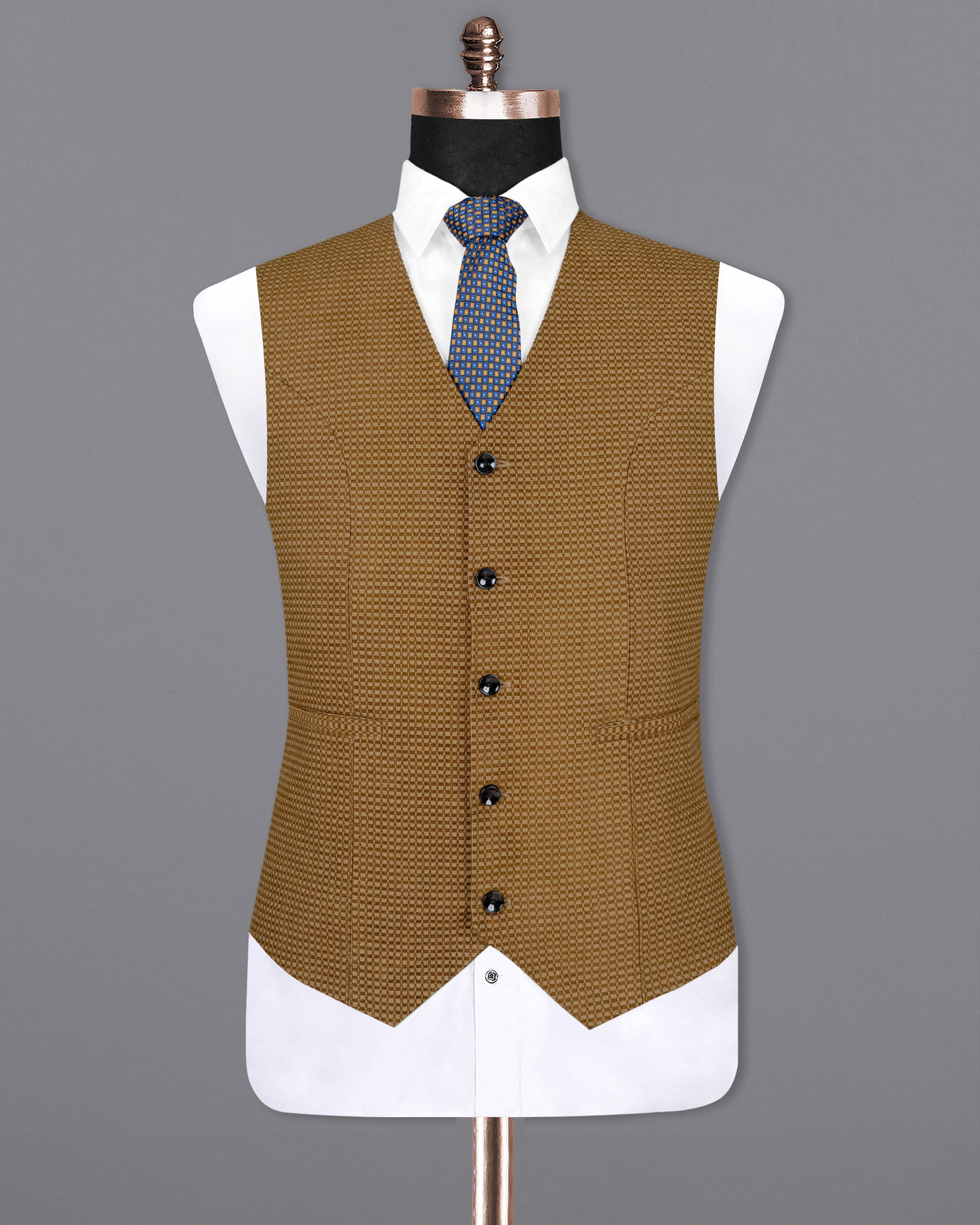 Sepia Brown Velvet Corduroy Box patterned Sports Waistcoat V1548-36, V1548-38, V1548-40, V1548-42, V1548-44, V1548-46, V1548-48, V1548-50, V1548-52, V1548-54, V1548-56, V1548-58, V1548-60