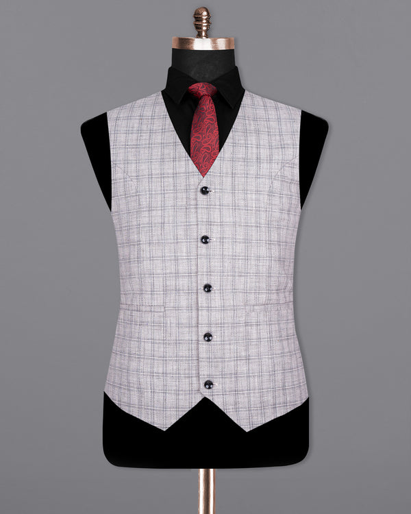 Mercury Grey Plaid Premium Cotton Waistcoat V1562-36, V1562-38, V1562-40, V1562-42, V1562-44, V1562-46, V1562-48, V1562-50, V1562-52, V1562-54, V1562-56, V1562-58, V1562-60