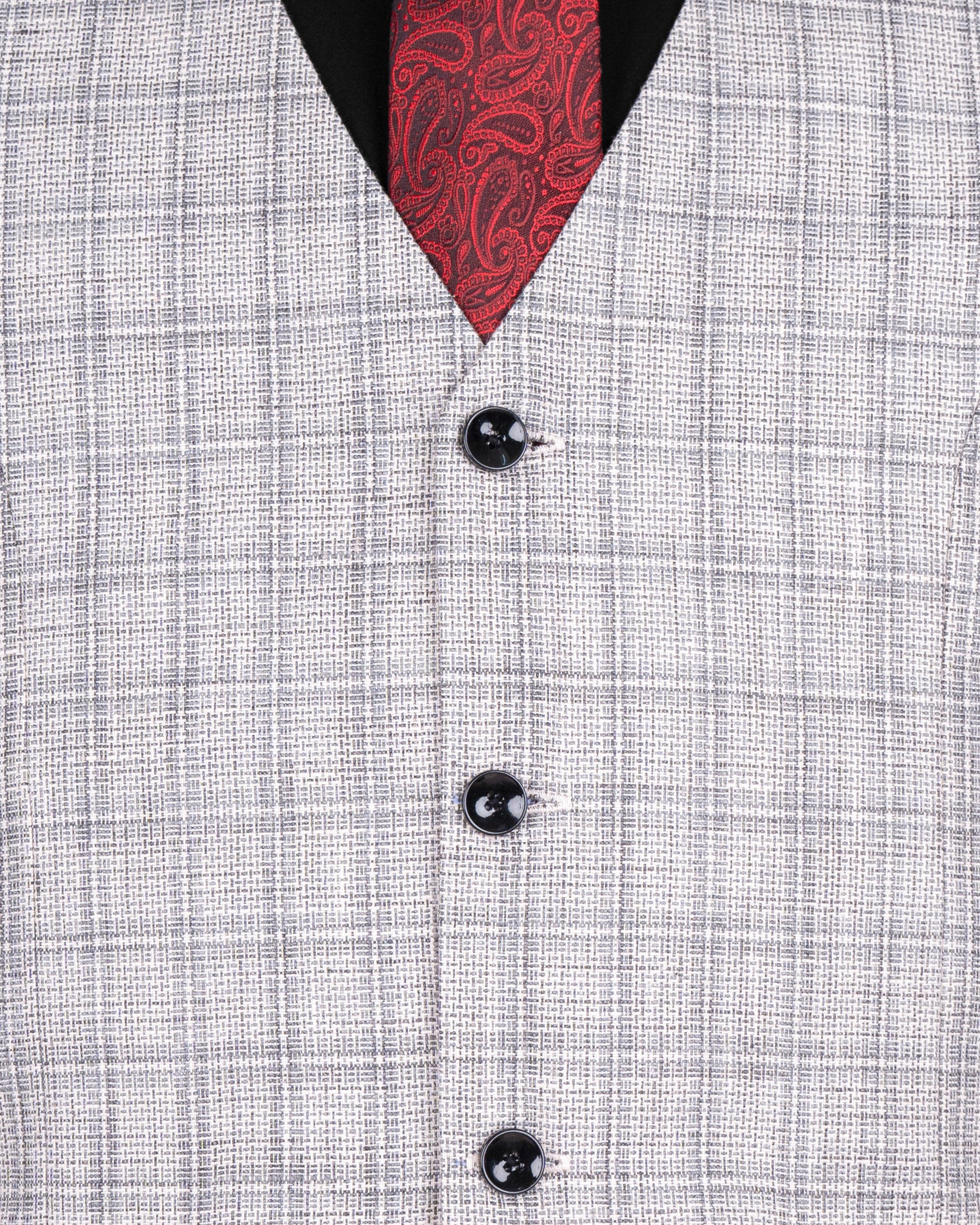 Mercury Grey Plaid Premium Cotton Waistcoat V1562-36, V1562-38, V1562-40, V1562-42, V1562-44, V1562-46, V1562-48, V1562-50, V1562-52, V1562-54, V1562-56, V1562-58, V1562-60