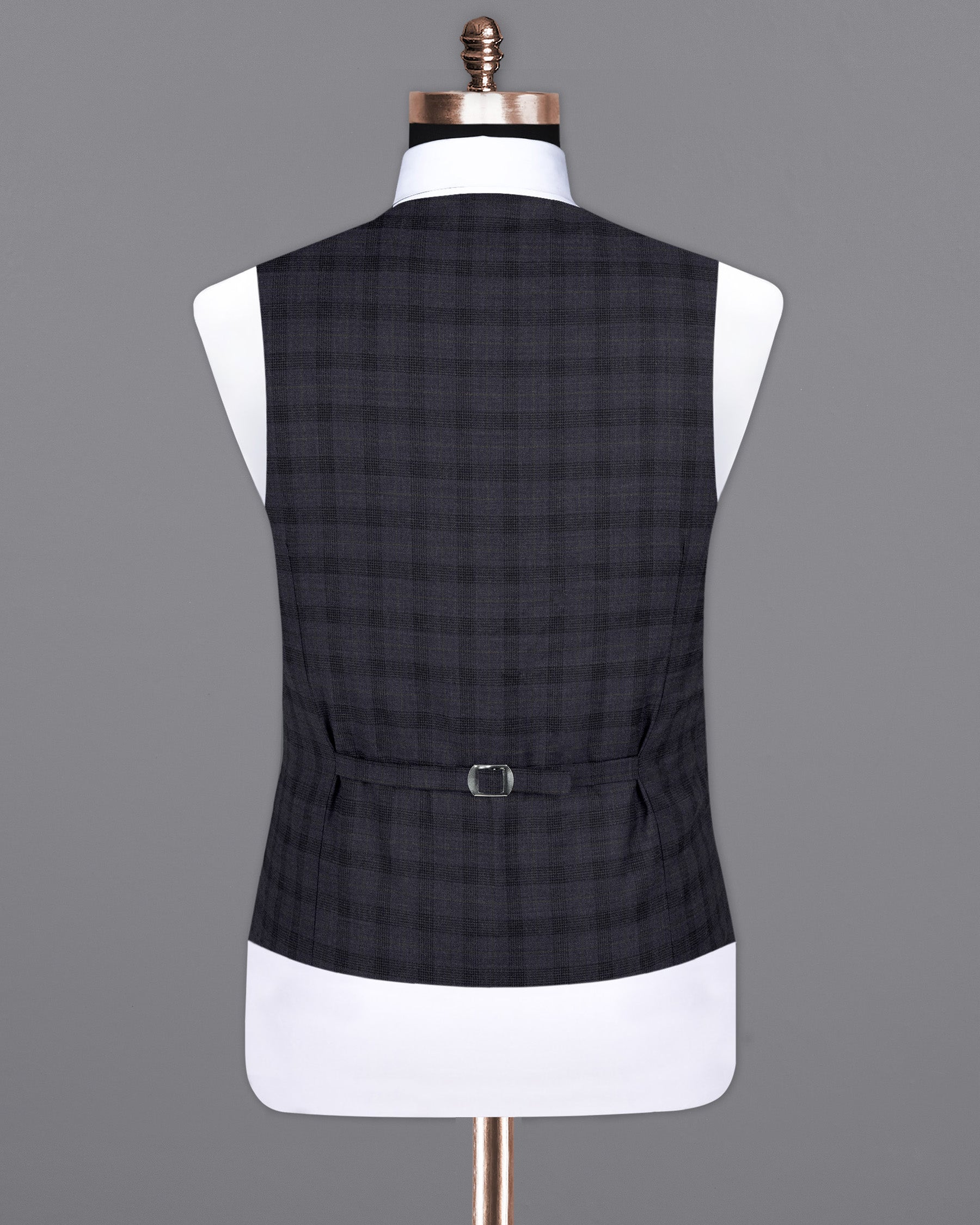 Navy Blue Plaid Wool Rich Waistcoat V1563-36, V1563-38, V1563-40, V1563-42, V1563-44, V1563-46, V1563-48, V1563-50, V1563-52, V1563-54, V1563-56, V1563-58, V1563-60