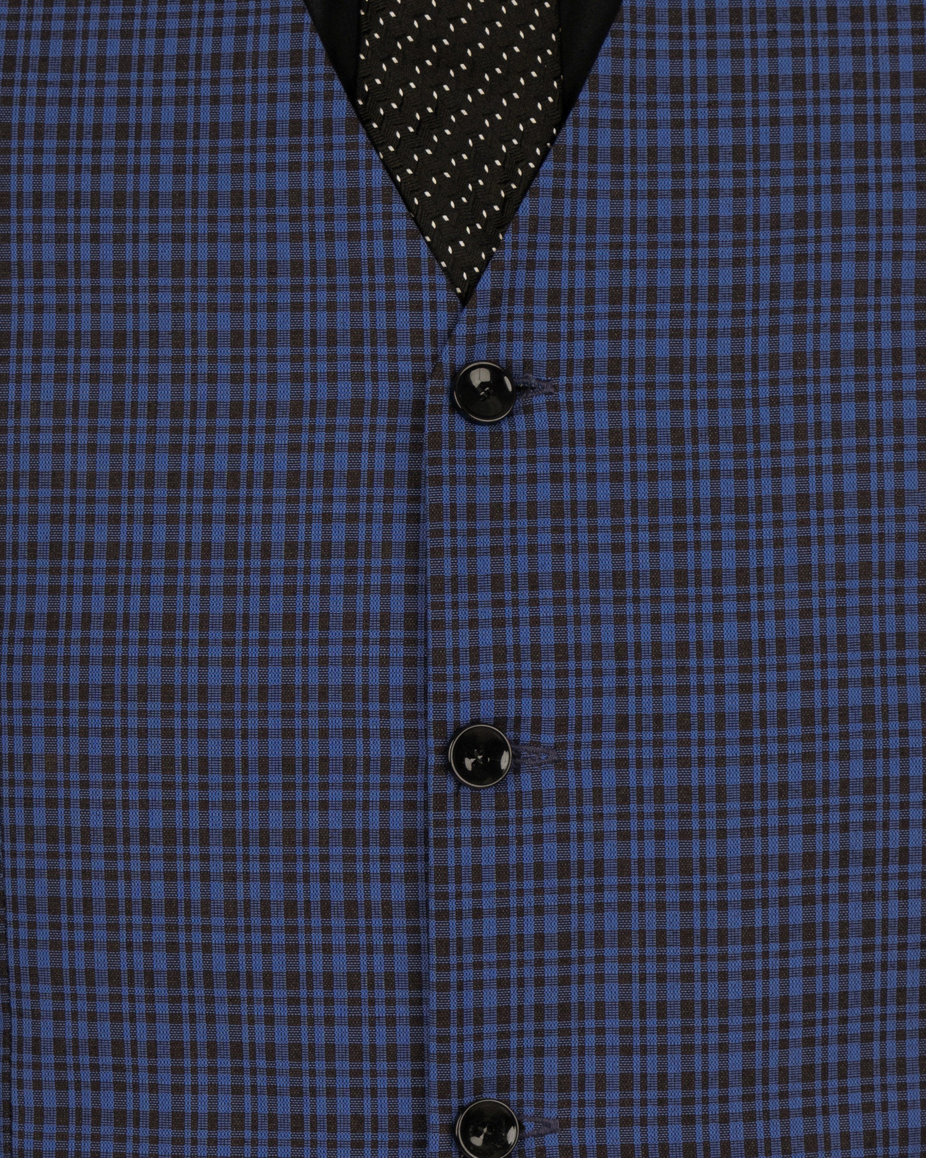 Chambray Blue and Jade Black Gingham Premium Cotton Waistcoat V1573-36, V1573-38, V1573-40, V1573-42, V1573-44, V1573-46, V1573-48, V1573-50, V1573-52, V1573-54, V1573-56, V1573-58, V1573-60