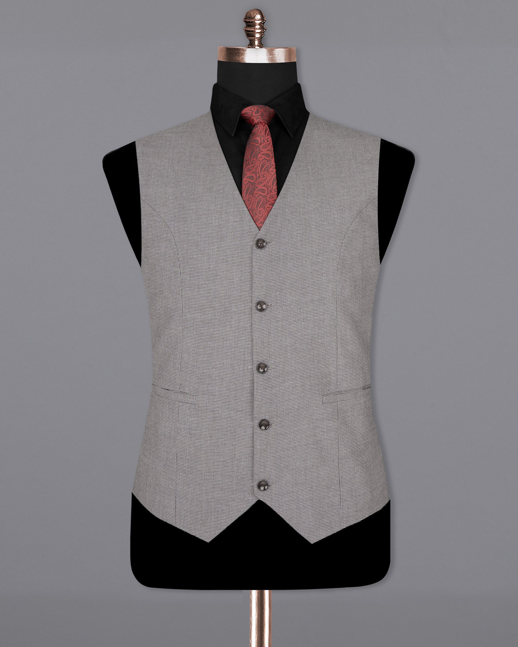 Mountain Mist Gray Houndstooth Wool Rich Waistcoat V1589-36, V1589-38, V1589-40, V1589-42, V1589-44, V1589-46, V1589-48, V1589-50, V1589-52, V1589-54, V1589-56, V1589-58, V1589-60