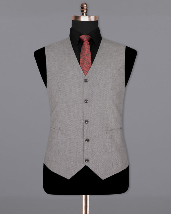 Mountain Mist Gray Houndstooth Wool Rich Waistcoat V1589-36, V1589-38, V1589-40, V1589-42, V1589-44, V1589-46, V1589-48, V1589-50, V1589-52, V1589-54, V1589-56, V1589-58, V1589-60