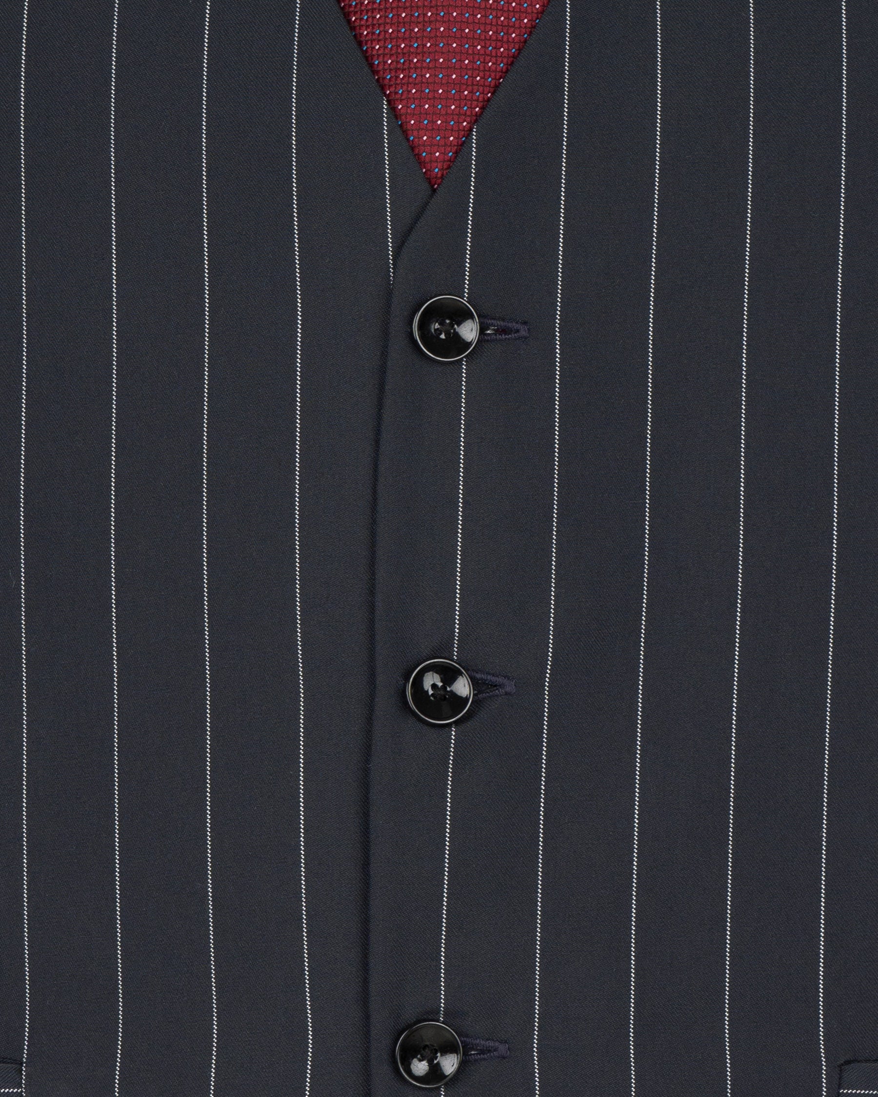 Charcoal Striped Wool Rich Waistcoat V1590-36, V1590-38, V1590-40, V1590-42, V1590-44, V1590-46, V1590-48, V1590-50, V1590-52, V1590-54, V1590-56, V1590-58, V1590-60