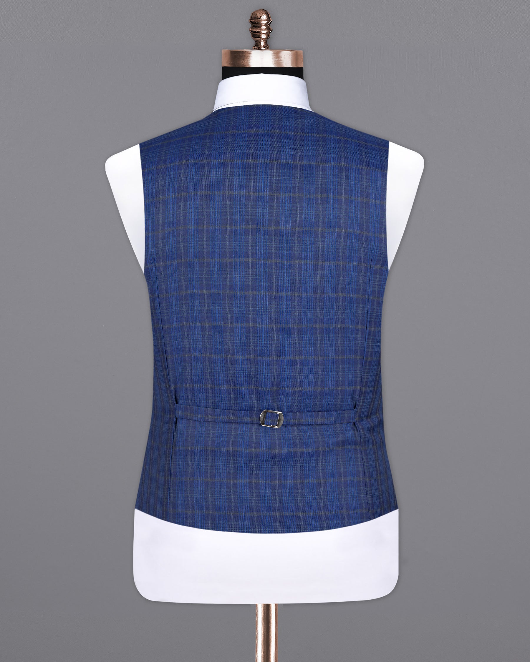 Cloud Burst Blue Plaid Wool Rich Waistcoat V1592-36, V1592-38, V1592-40, V1592-42, V1592-44, V1592-46, V1592-48, V1592-50, V1592-52, V1592-54, V1592-56, V1592-58, V1592-60