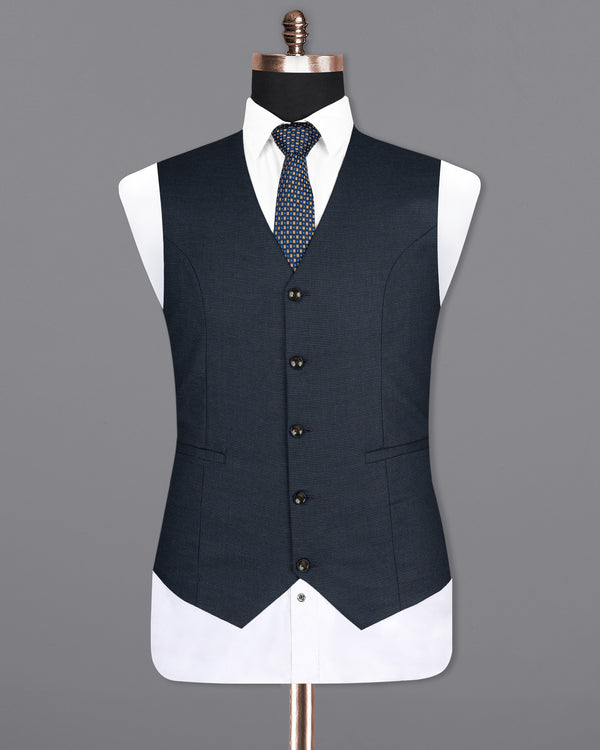 Ebony Clay Blue houndstooth Wool Rich Waistcoat V1593-36, V1593-38, V1593-40, V1593-42, V1593-44, V1593-46, V1593-48, V1593-50, V1593-52, V1593-54, V1593-56, V1593-58, V1593-60