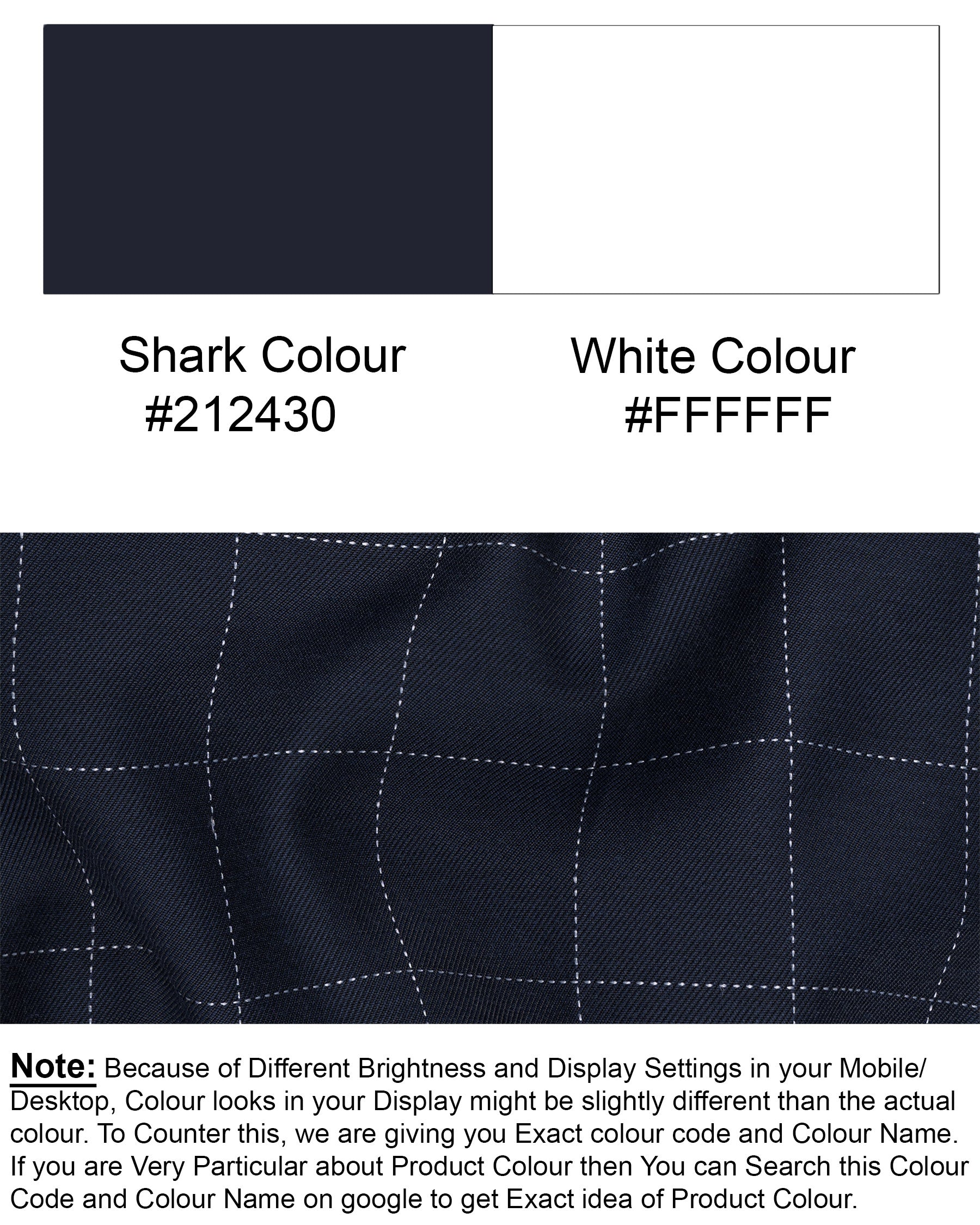 Shark Blue windowpane Wool Rich Waistcoat V1594-36, V1594-38, V1594-40, V1594-42, V1594-44, V1594-46, V1594-48, V1594-50, V1594-52, V1594-54, V1594-56, V1594-58, V1594-60