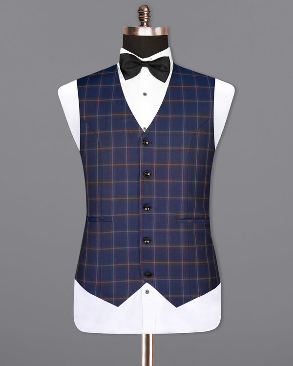 Rhino Blue Windowpane Woolrich Tuxedo Waistcoat V1599-36, V1599-38, V1599-40, V1599-42, V1599-44, V1599-46, V1599-48, V1599-50, V1599-52, V1599-54, V1599-56, V1599-58, V1599-60