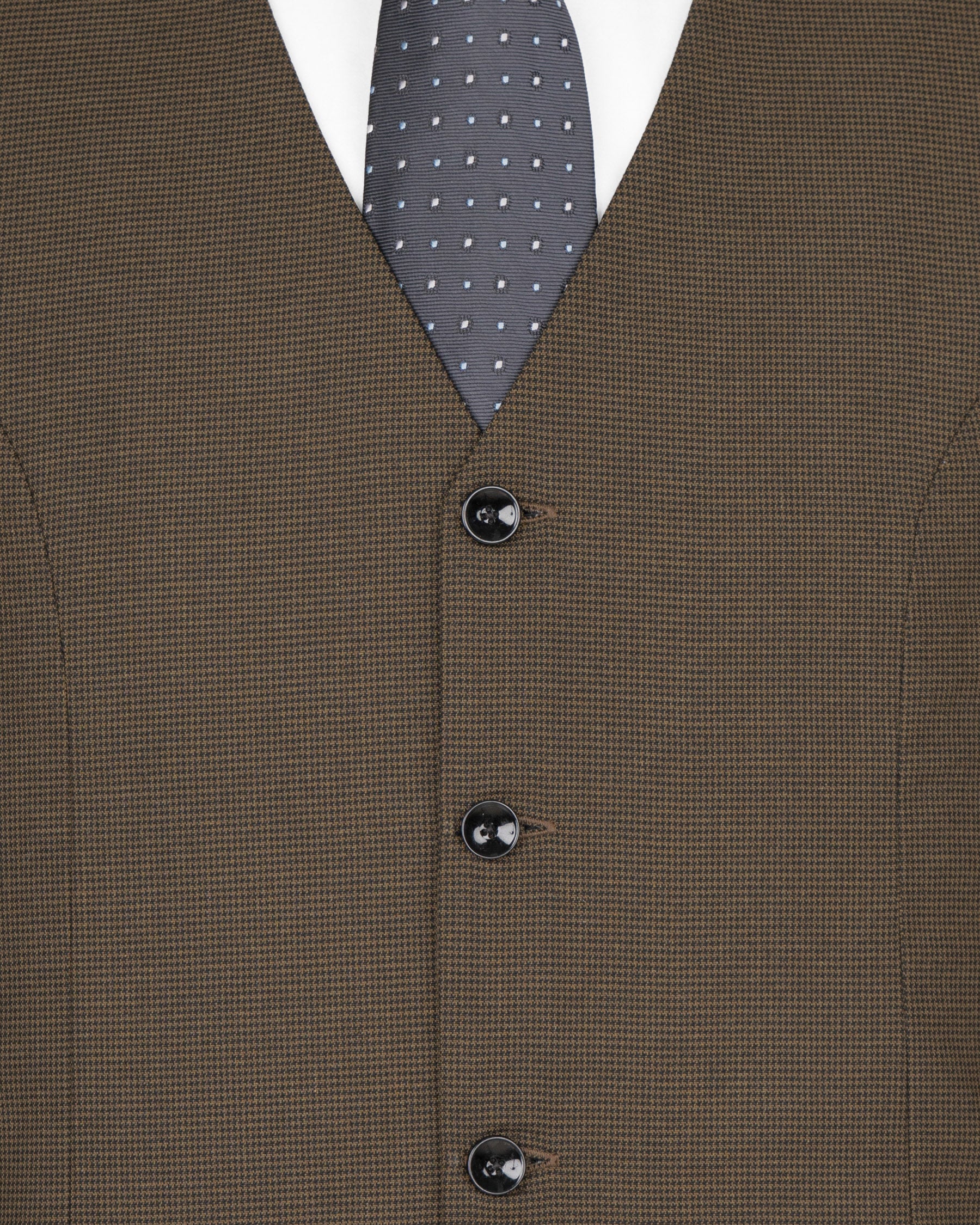 Coffee Brown Hounstooth Wool Rich Sports Waistcoat V1600-36, V1600-38, V1600-40, V1600-42, V1600-44, V1600-46, V1600-48, V1600-50, V1600-52, V1600-54, V1600-56, V1600-58, V1600-60