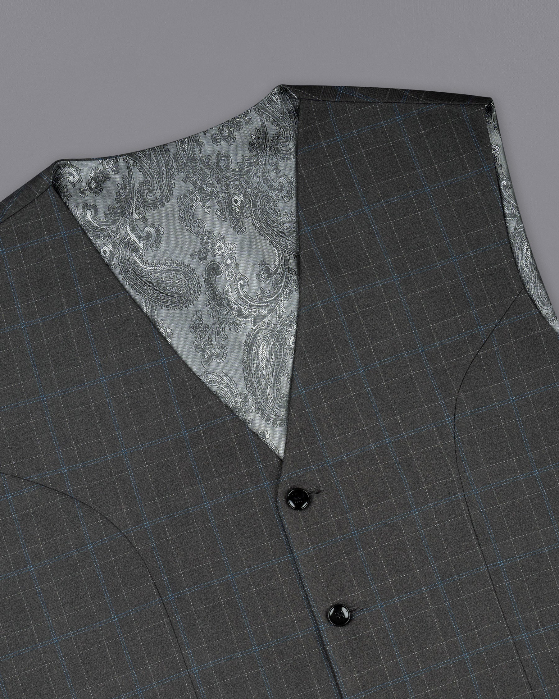 Cape Cod Gray Super fine Checkered Wool Rich Waistcoat V1603-36, V1603-38, V1603-40, V1603-42, V1603-44, V1603-46, V1603-48, V1603-50, V1603-52, V1603-54, V1603-56, V1603-58, V1603-60