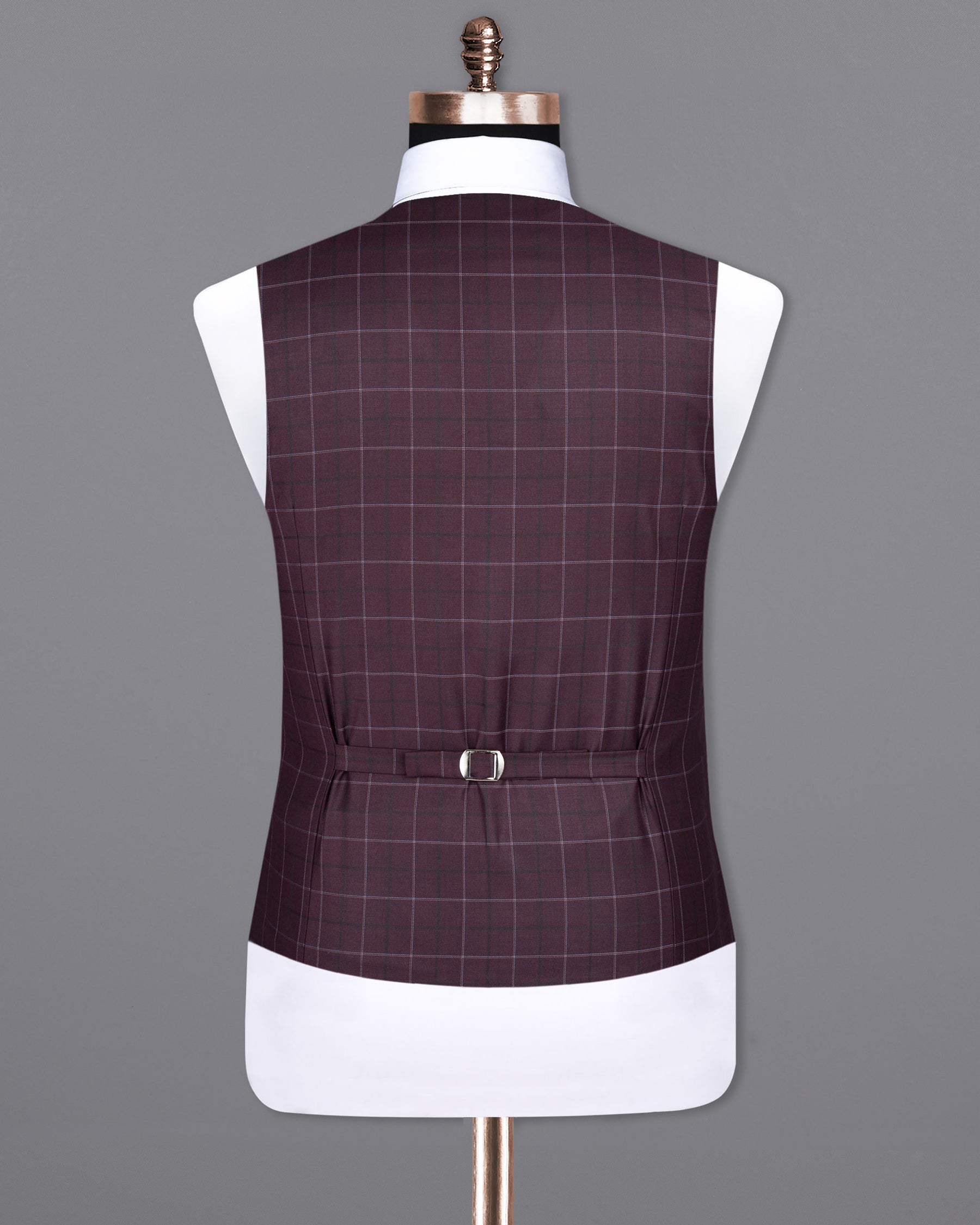 Livid Burgundy Super fine Windowpane Wool Rich Waistcoat V1611-36, V1611-38, V1611-40, V1611-42, V1611-44, V1611-46, V1611-48, V1611-50, V1611-52, V1611-54, V1611-56, V1611-58, V1611-60