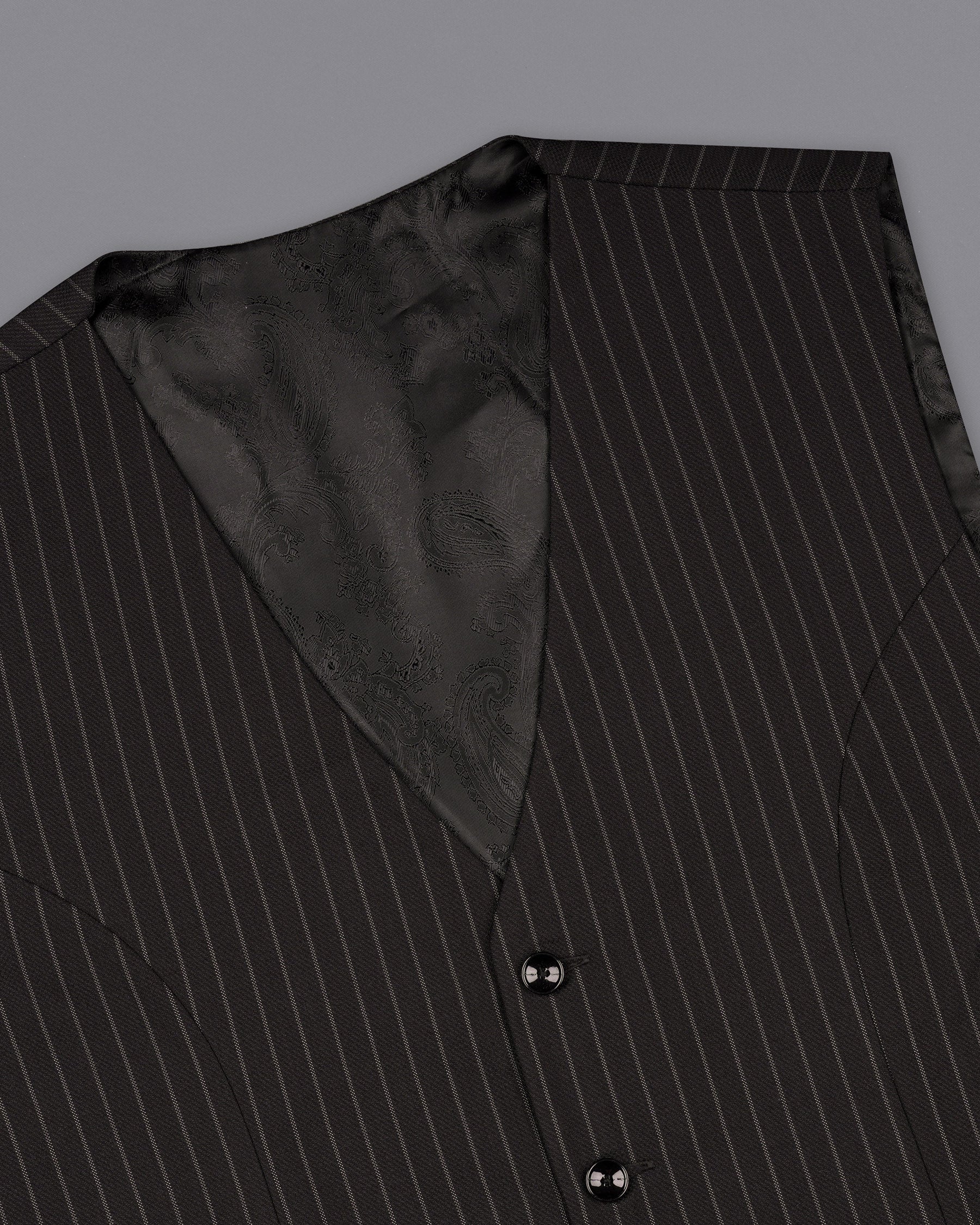 Piano Black Striped Woolrich Waistcoat V1618-36, V1618-38, V1618-40, V1618-42, V1618-44, V1618-46, V1618-48, V1618-50, V1618-52, V1618-54, V1618-56, V1618-58, V1618-60