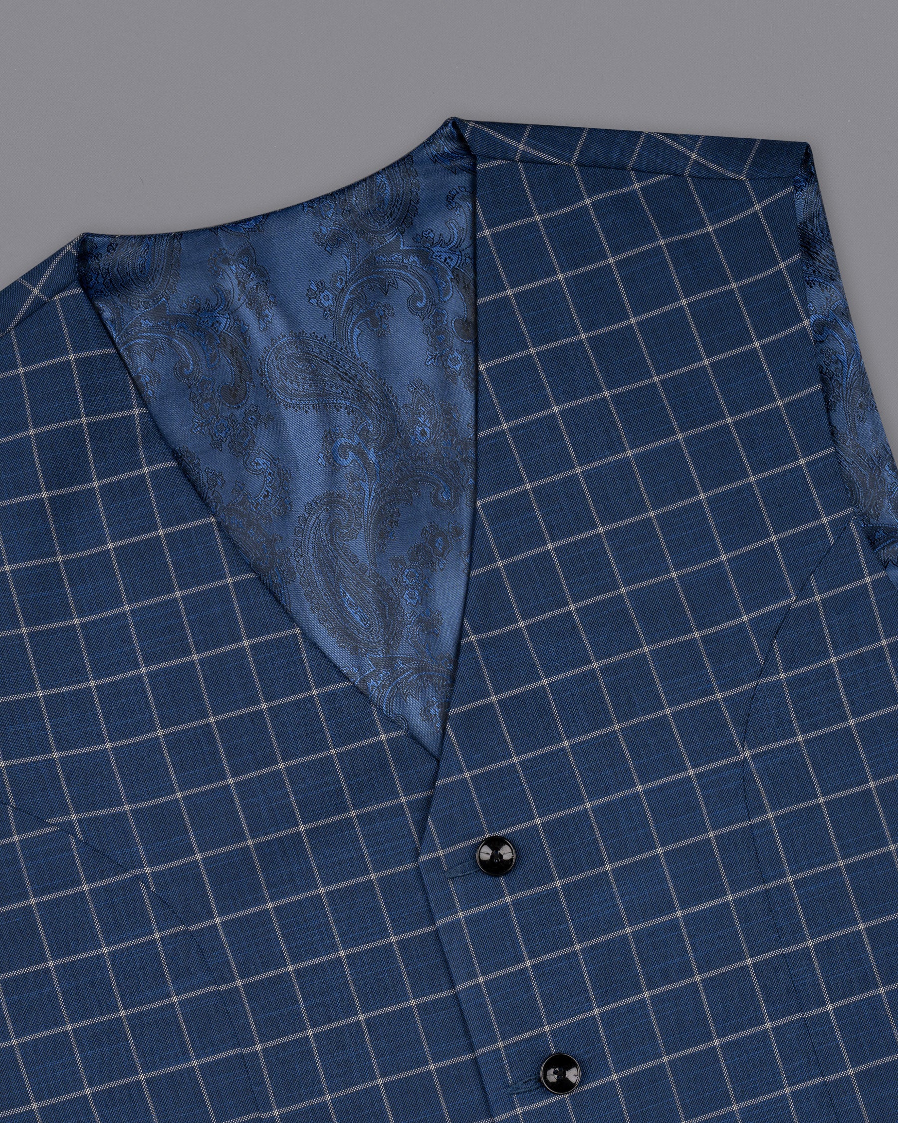 Rhino Blue Super fine Checkered Premium Cotton Waistcoat V1622-36, V1622-38, V1622-40, V1622-42, V1622-44, V1622-46, V1622-48, V1622-50, V1622-52, V1622-54, V1622-56, V1622-58, V1622-60