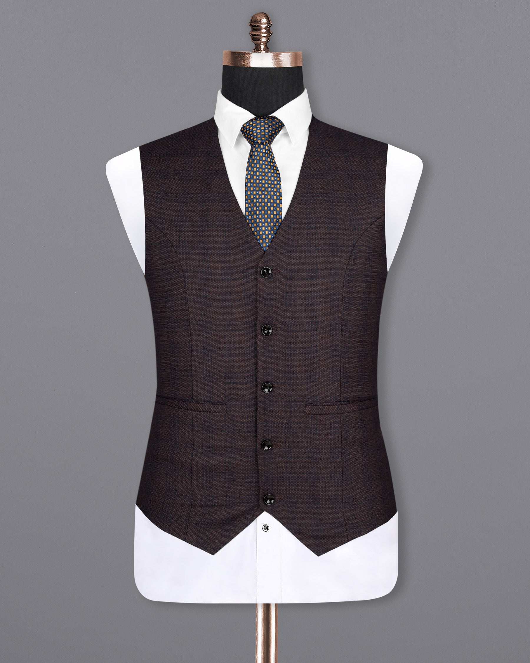 Thunder Brown Subtle Checkered Woolrich Waistcoat V1625-36, V1625-38, V1625-40, V1625-42, V1625-44, V1625-46, V1625-48, V1625-50, V1625-52, V1625-54, V1625-56, V1625-58, V1625-60