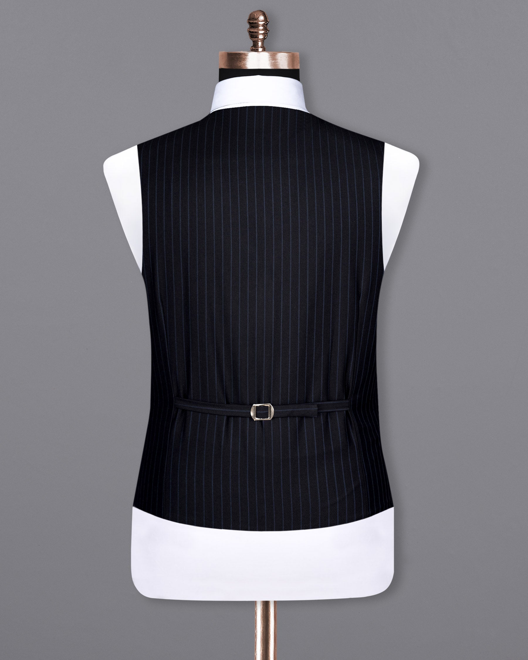 Jade Black with Blue Striped Woolrich Waistcoat V1628-36, V1628-38, V1628-40, V1628-42, V1628-44, V1628-46, V1628-48, V1628-50, V1628-52, V1628-54, V1628-56, V1628-58, V1628-60