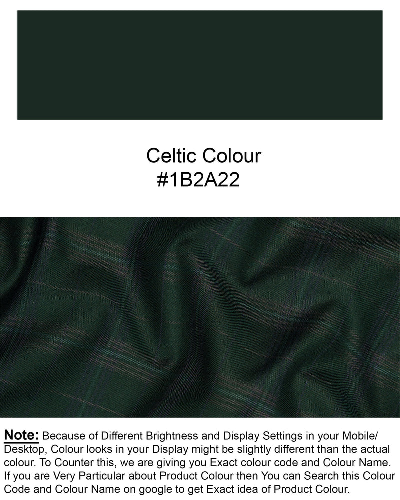 Celtic Green Super fine Plaid Woolrich Waistcoat V1629-36, V1629-38, V1629-40, V1629-42, V1629-44, V1629-46, V1629-48, V1629-50, V1629-52, V1629-54, V1629-56, V1629-58, V1629-60
