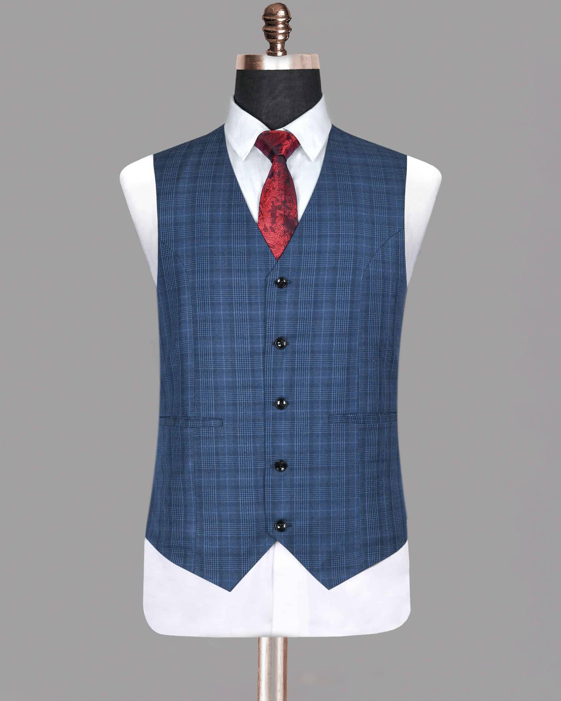 Royal Blue Plaid Waistcoat V162-60, V162-56, V162-58, V162-50, V162-52, V162-46, V162-40, V162-54, V162-38, V162-42, V162-48, V162-44, V162-36