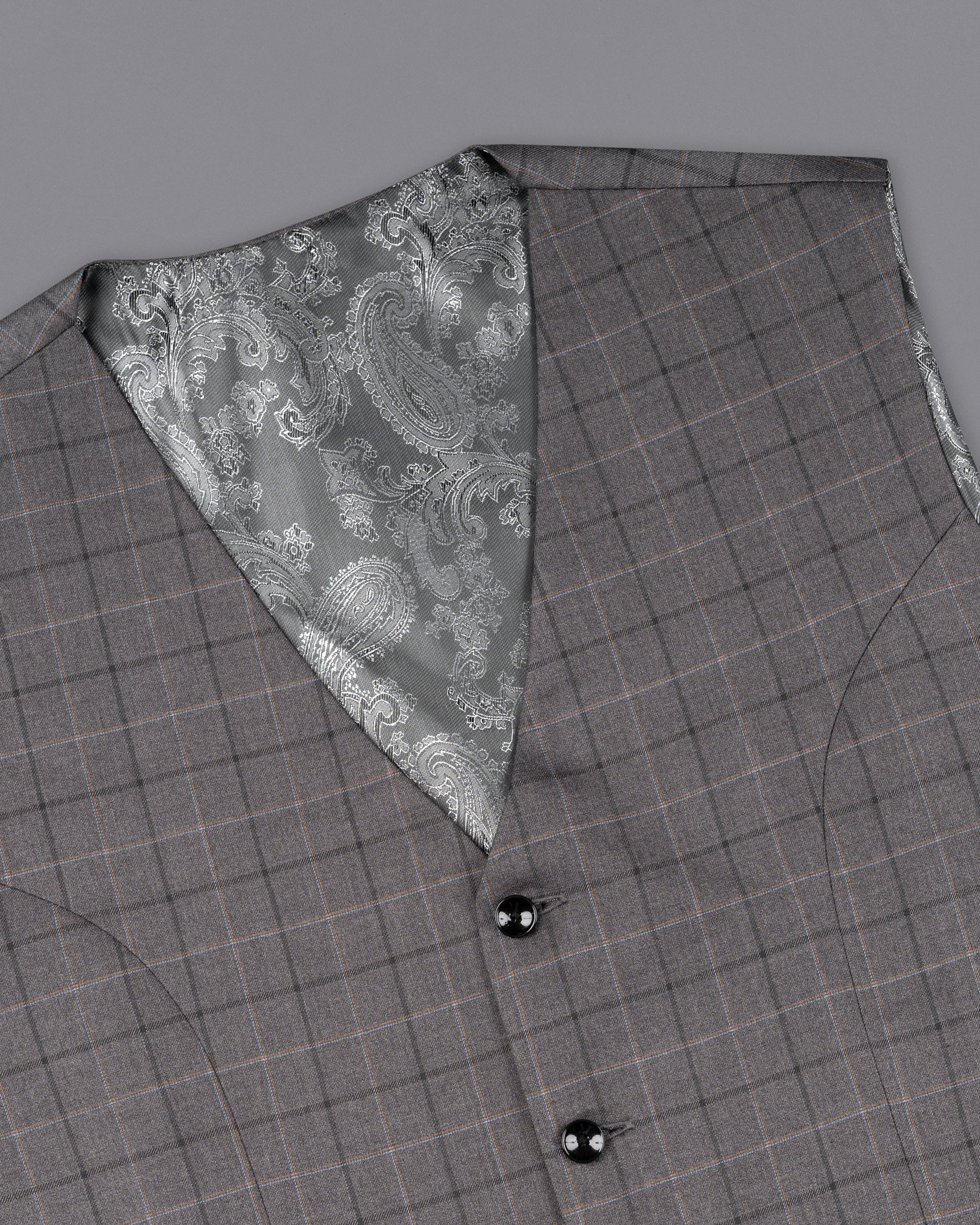 Scorpion Grey Super fine Plaid Woolrich Waistcoat V1632-36, V1632-38, V1632-40, V1632-42, V1632-44, V1632-46, V1632-48, V1632-50, V1632-52, V1632-54, V1632-56, V1632-58, V1632-60