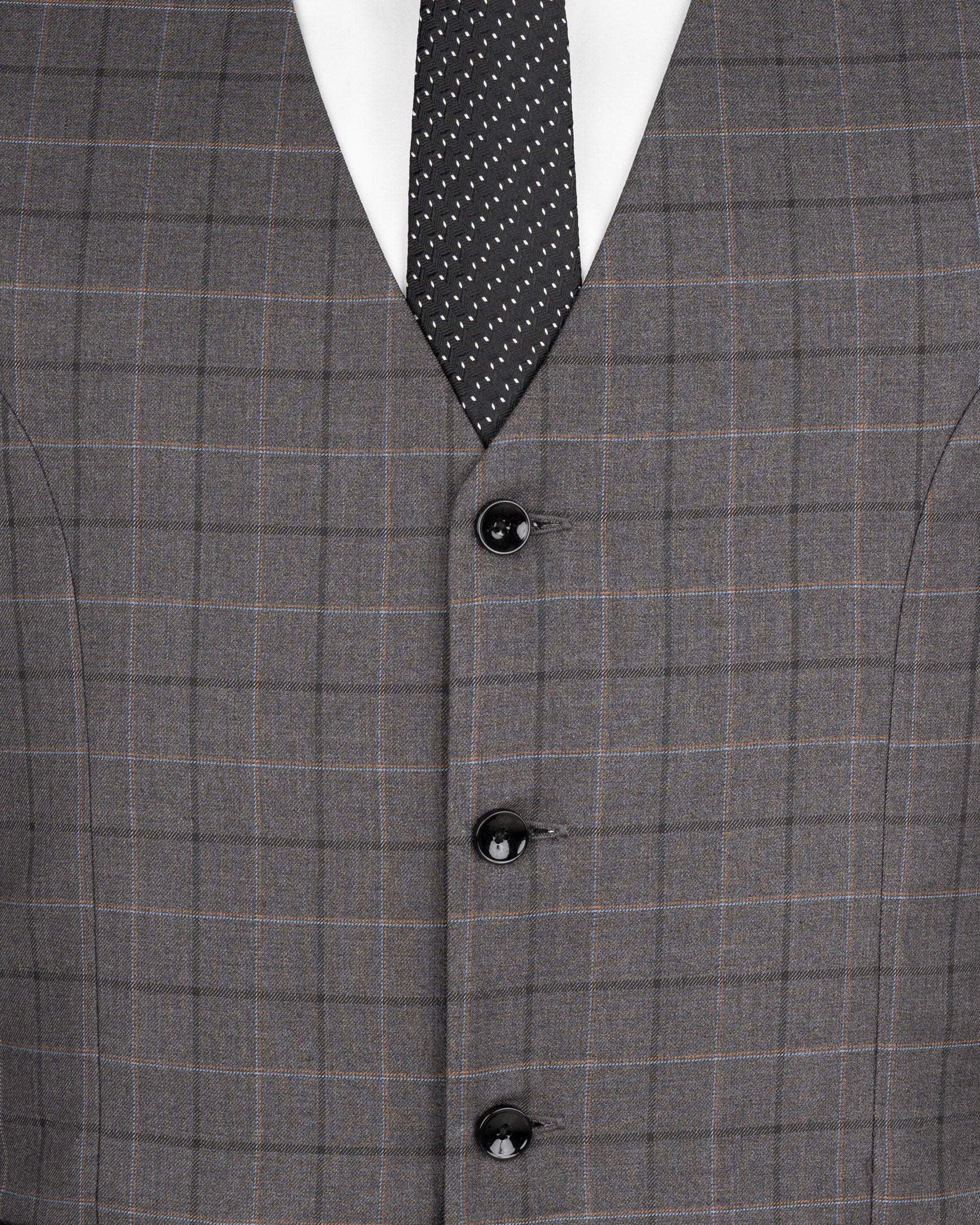 Scorpion Grey Super fine Plaid Woolrich Waistcoat V1632-36, V1632-38, V1632-40, V1632-42, V1632-44, V1632-46, V1632-48, V1632-50, V1632-52, V1632-54, V1632-56, V1632-58, V1632-60