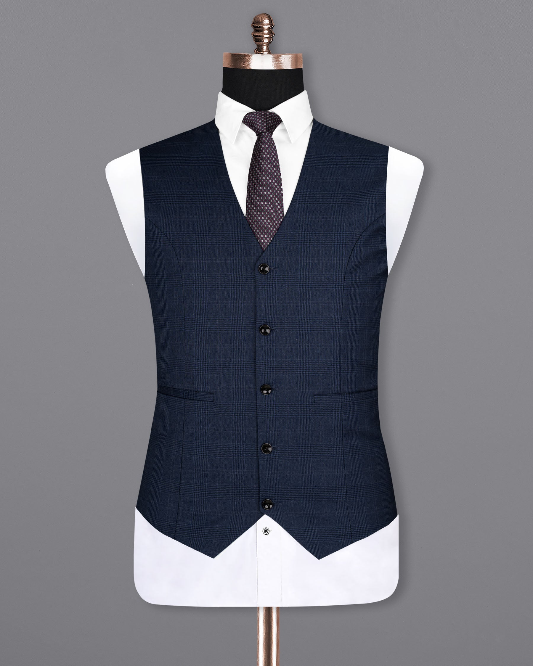 Cloud Burst Blue Super fine Subtle Checkered Woolrich Waistcoat V1634-36, V1634-38, V1634-40, V1634-42, V1634-44, V1634-46, V1634-48, V1634-50, V1634-52, V1634-54, V1634-56, V1634-58, V1634-60