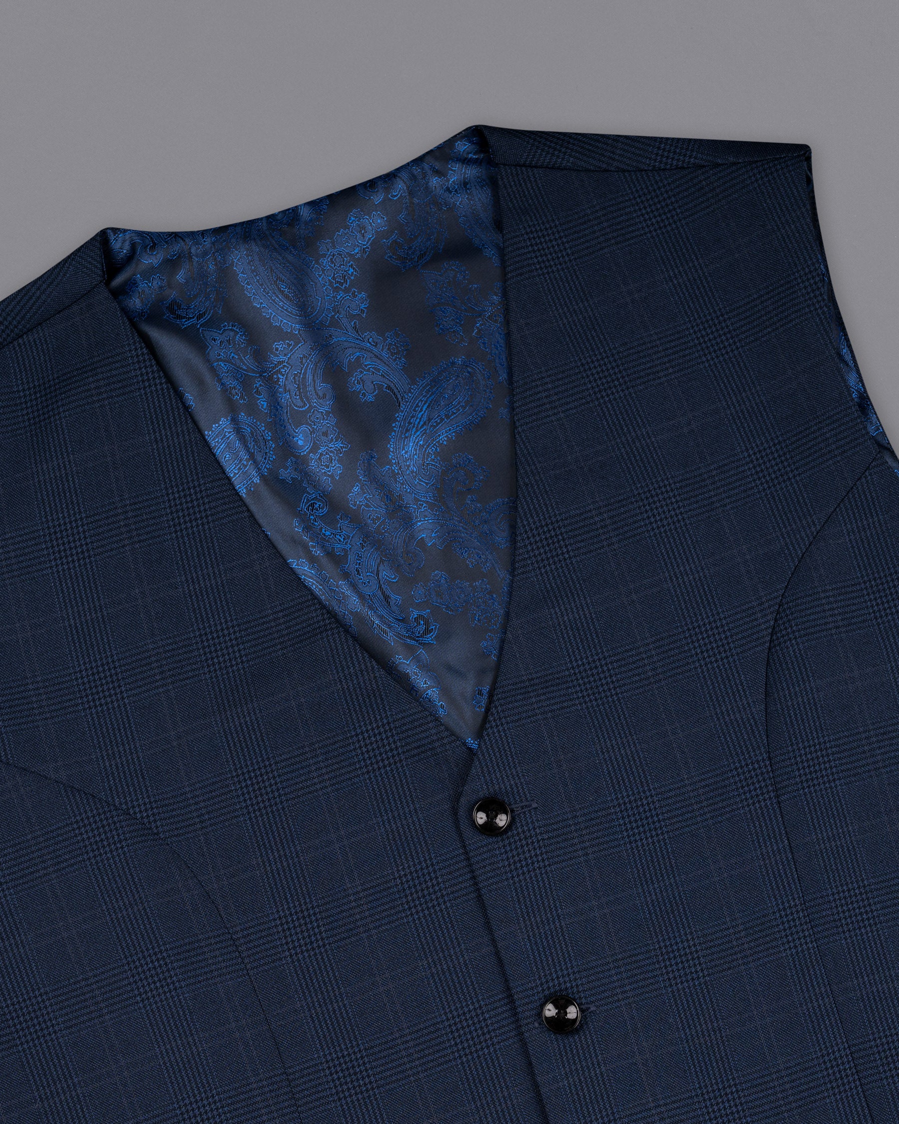 Cloud Burst Blue Super fine Subtle Checkered Woolrich Waistcoat V1634-36, V1634-38, V1634-40, V1634-42, V1634-44, V1634-46, V1634-48, V1634-50, V1634-52, V1634-54, V1634-56, V1634-58, V1634-60