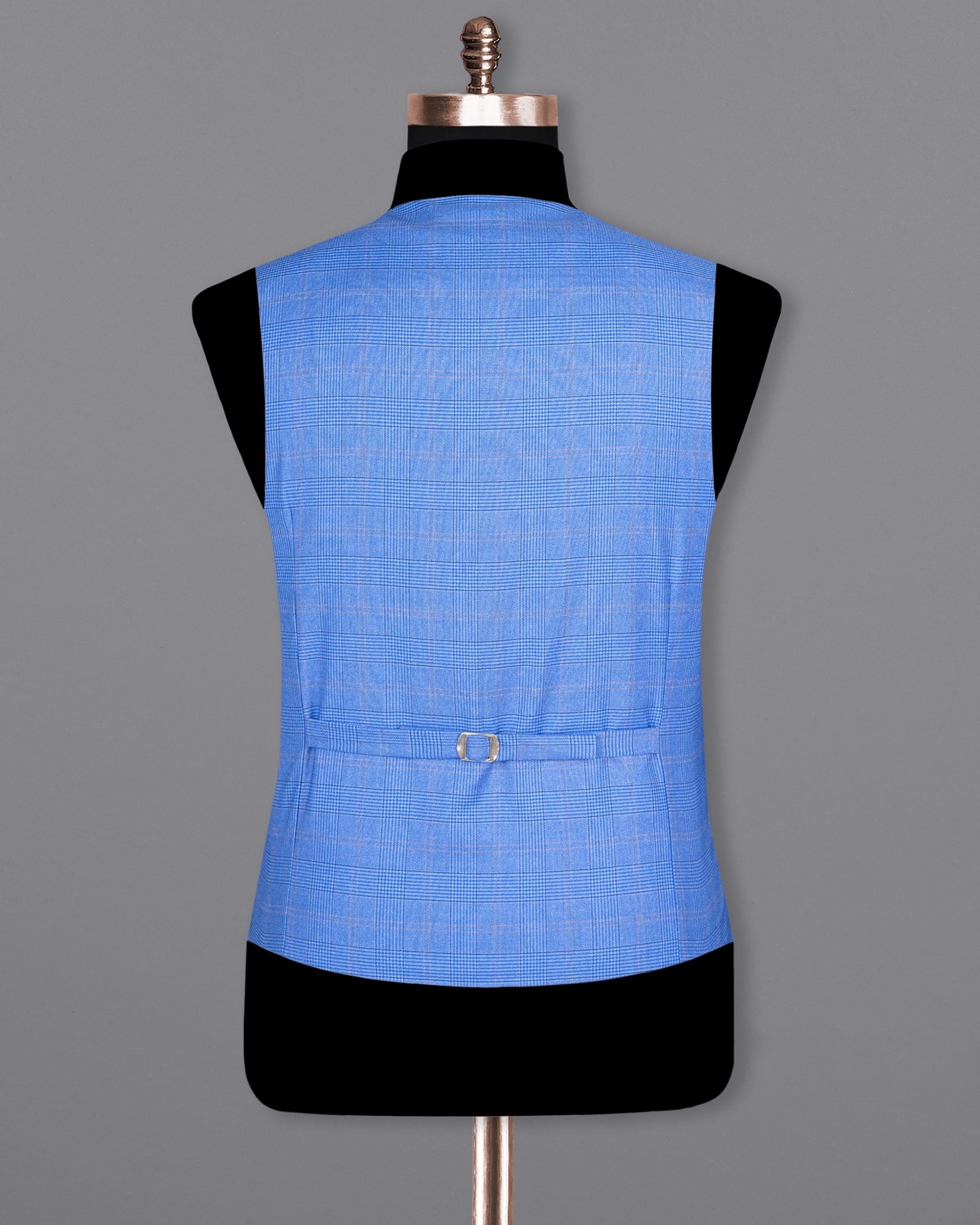 Cornflower Blue Super fine Plaid Woolrich Waistcoat V1635-36, V1635-38, V1635-40, V1635-42, V1635-44, V1635-46, V1635-48, V1635-50, V1635-52, V1635-54, V1635-56, V1635-58, V1635-60