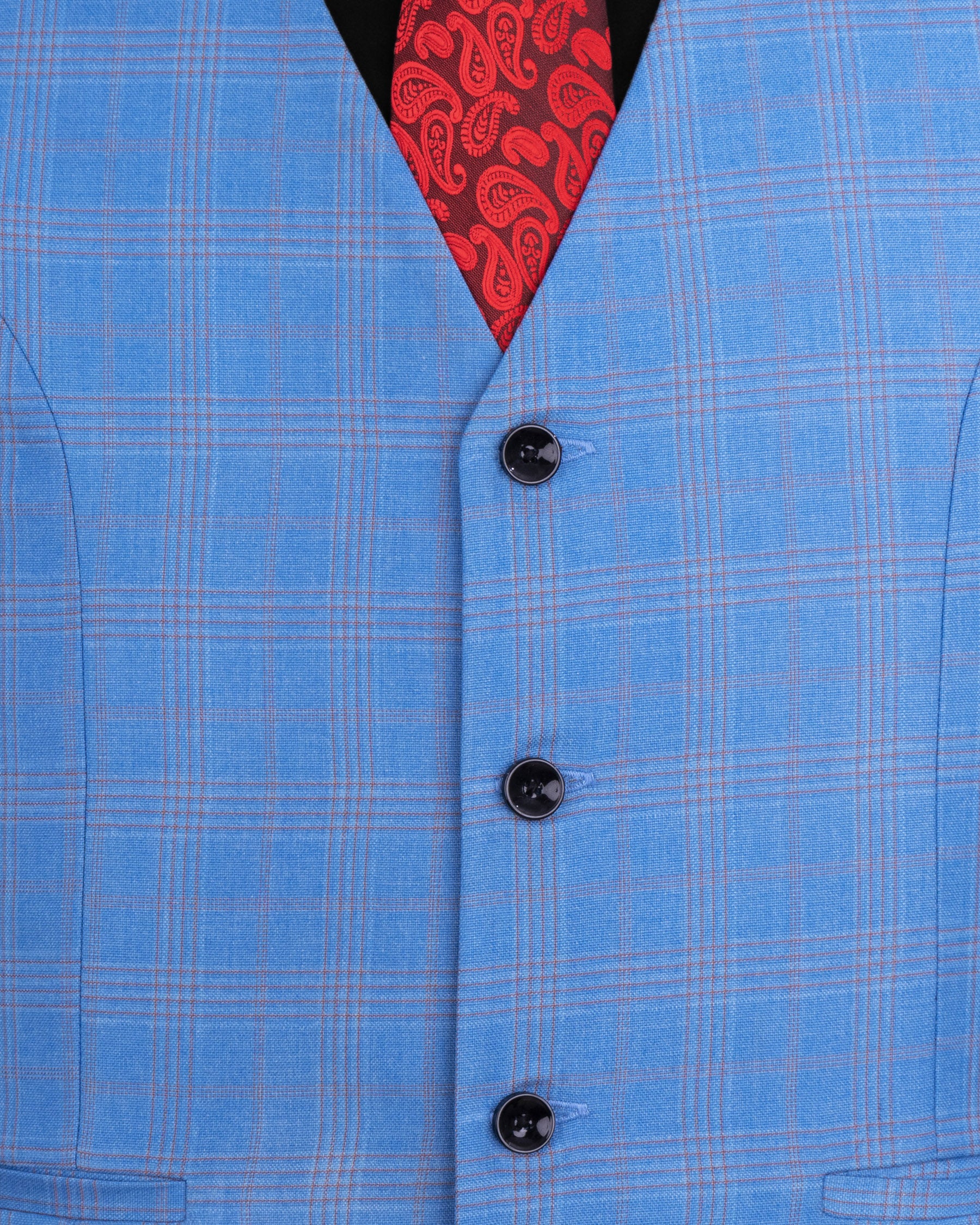 Jordy Blue Super fine Plaid Woolrich Waistcoat V1636-36, V1636-38, V1636-40, V1636-42, V1636-44, V1636-46, V1636-48, V1636-50, V1636-52, V1636-54, V1636-56, V1636-58, V1636-60