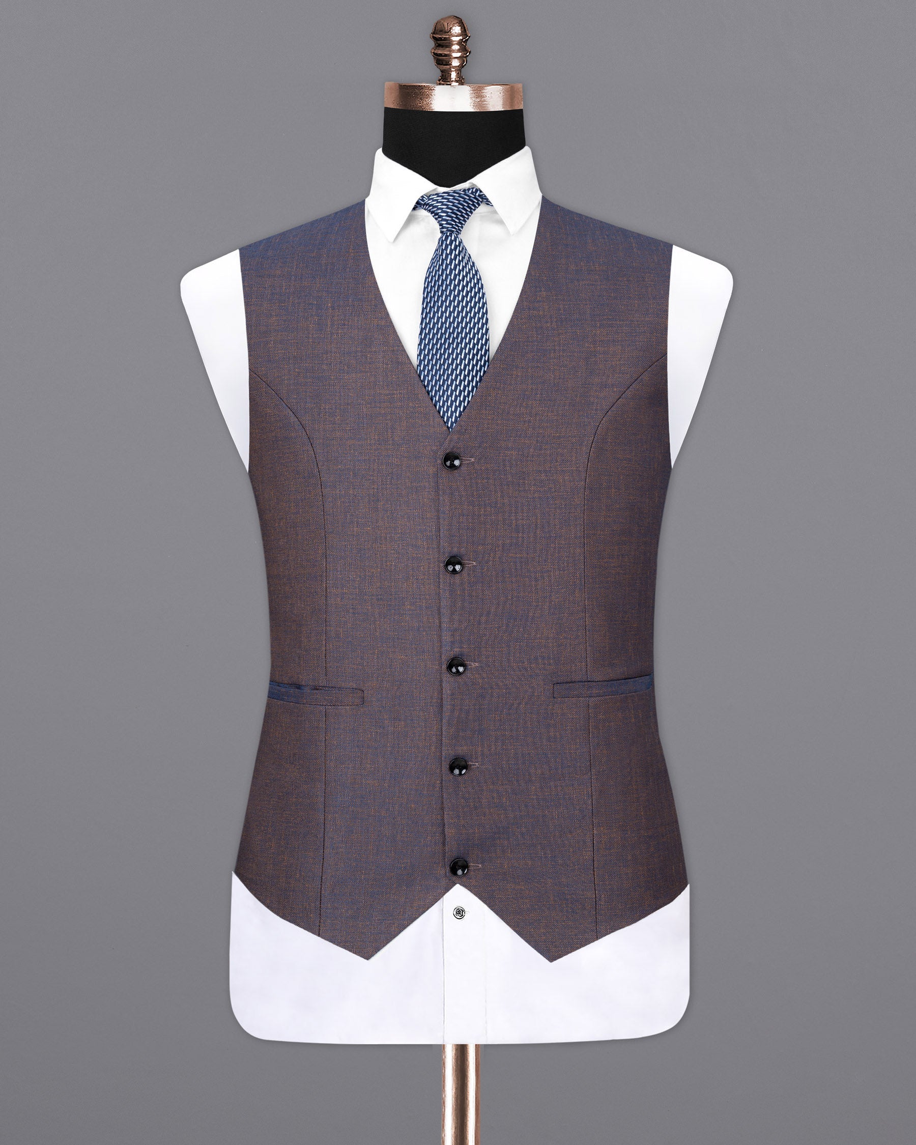 Brownish with Downriver Blue Two Tone Waistcoat V1642-36, V1642-38, V1642-40, V1642-42, V1642-44, V1642-46, V1642-48, V1642-50, V1642-52, V1642-54, V1642-56, V1642-58, V1642-60