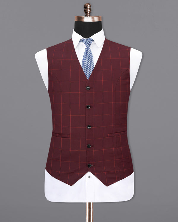 Maroon Oak Windowpane Waistcoat