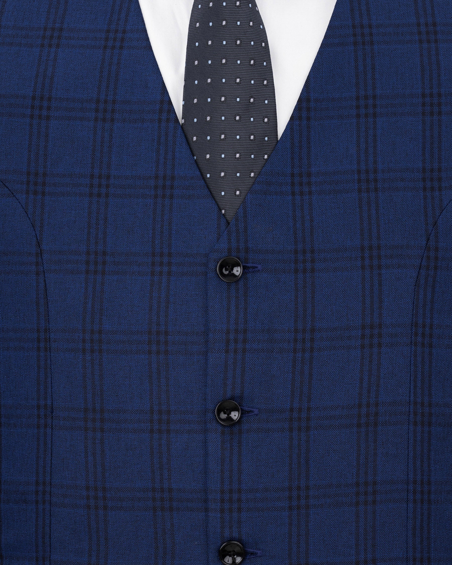 Dark Byzantium Blue Plaid Waistcoat