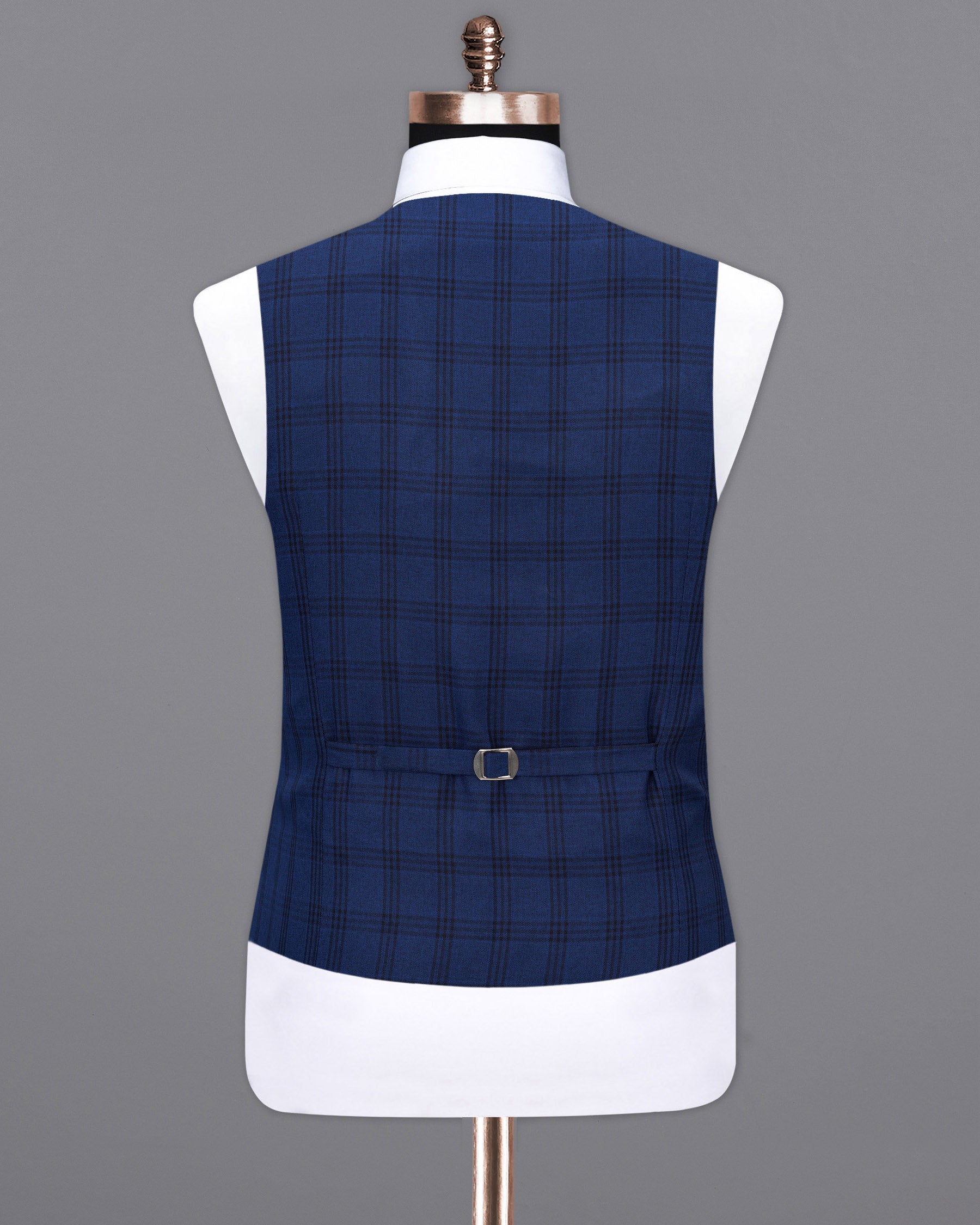 Dark Byzantium Blue Plaid Waistcoat