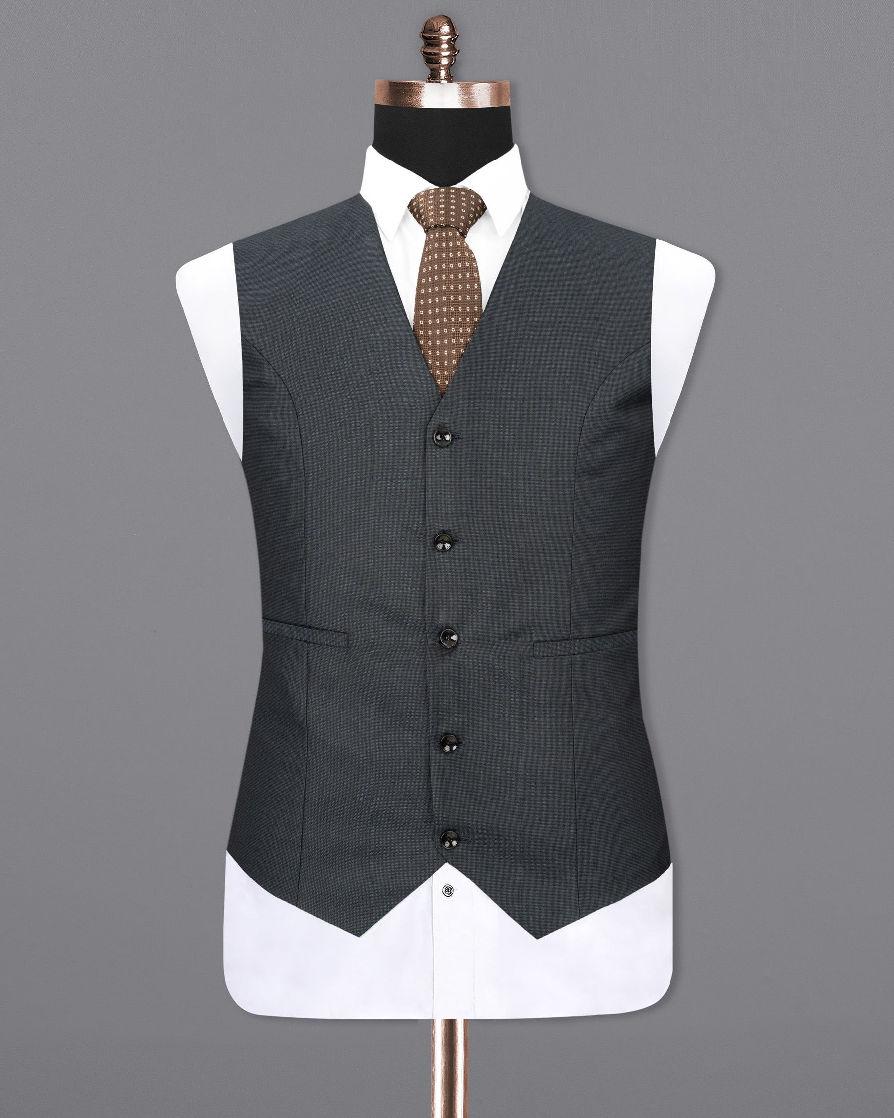 Outer Space Gray Textured Waistcoat
