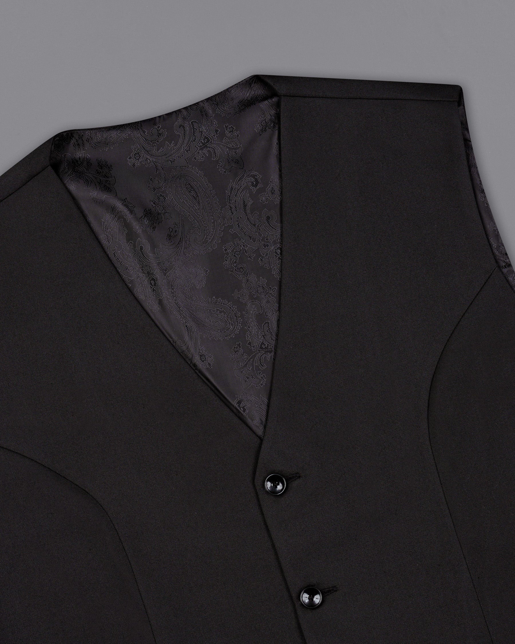 Jade Black Solid Waistcoat V1880-36, V1880-38, V1880-40, V1880-42, V1880-44, V1880-46, V1880-48, V1880-50, V1880-52, V1880-54, V1880-56, V1880-58, V1880-60