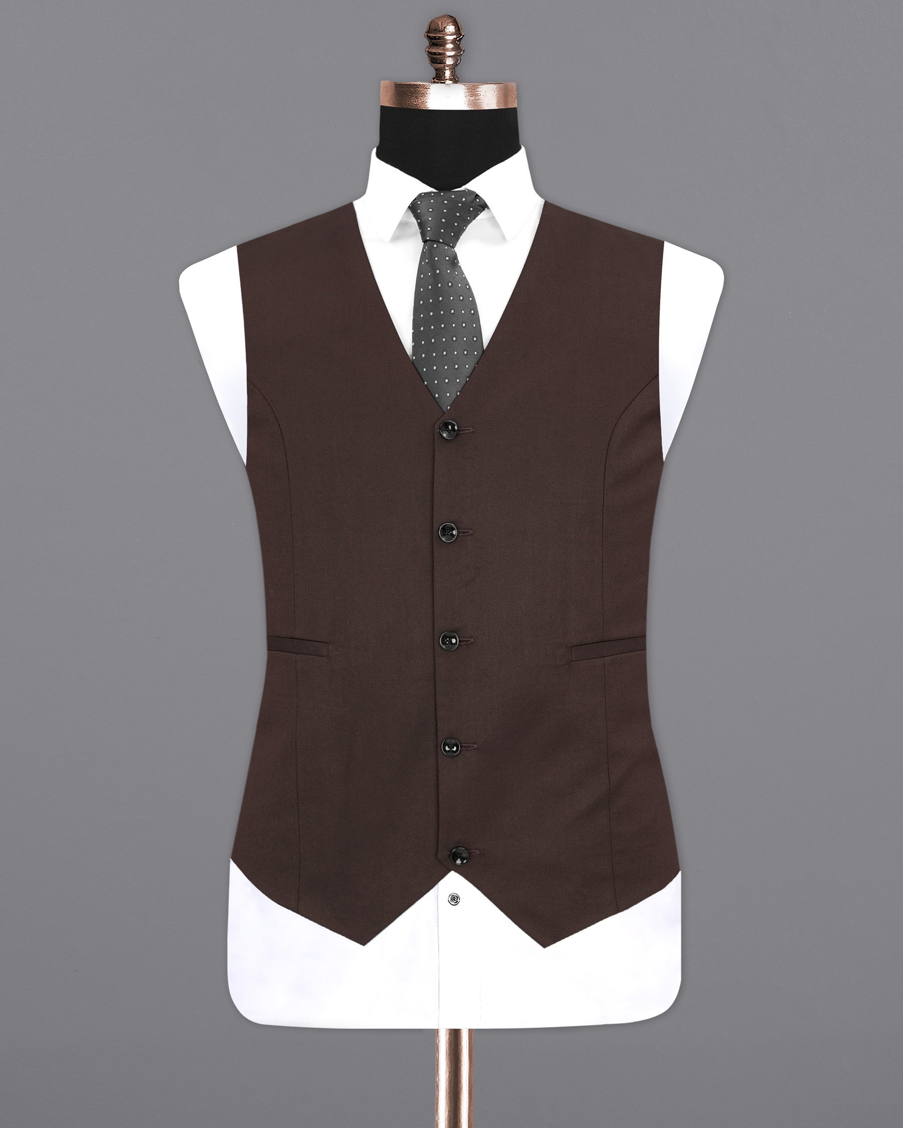 Bistre Brown Solid Waistcoat V1910-36, V1910-38, V1910-40, V1910-42, V1910-44, V1910-46, V1910-48, V1910-50, V1910-52, V1910-54, V1910-56, V1910-58, V1910-60